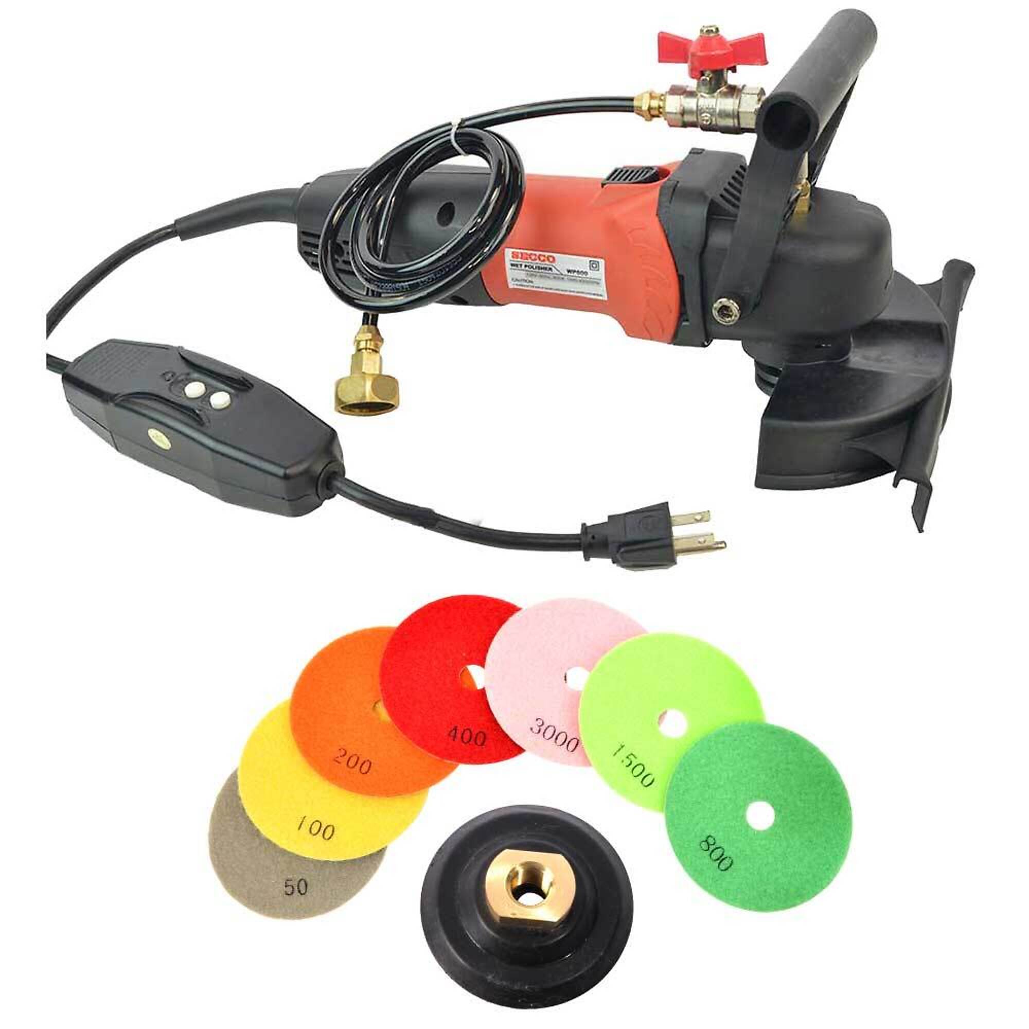 Hardin CCPOLSET WP800 4 Inch Var Speed Polisher and 8 pc 5 Inch Diamond Polishing Pad Set