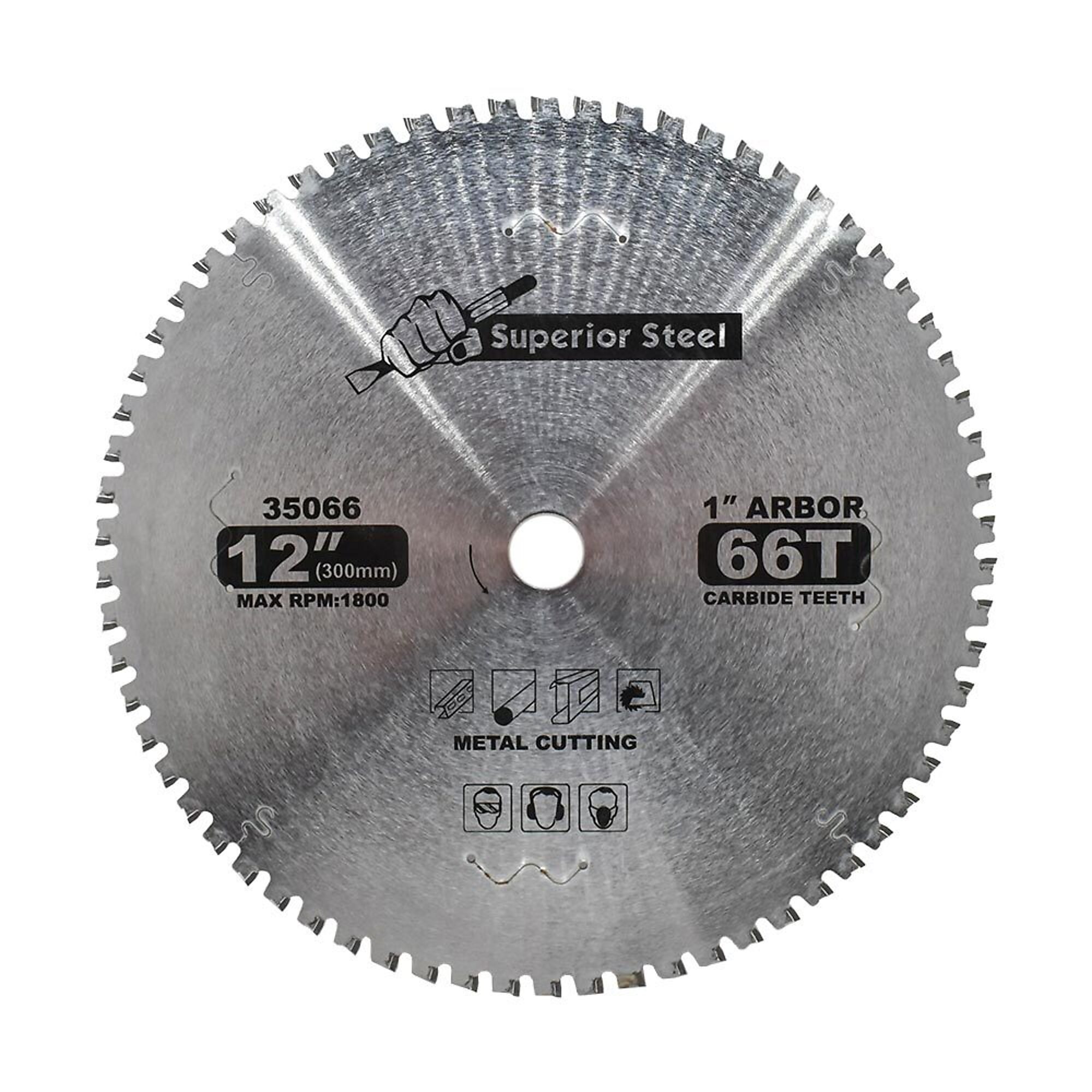 Superior Steel 30066 12 Inch x 66 Teeth x 1 Inch Arbor Metal Cutting Carbide Tipped Saw Blade