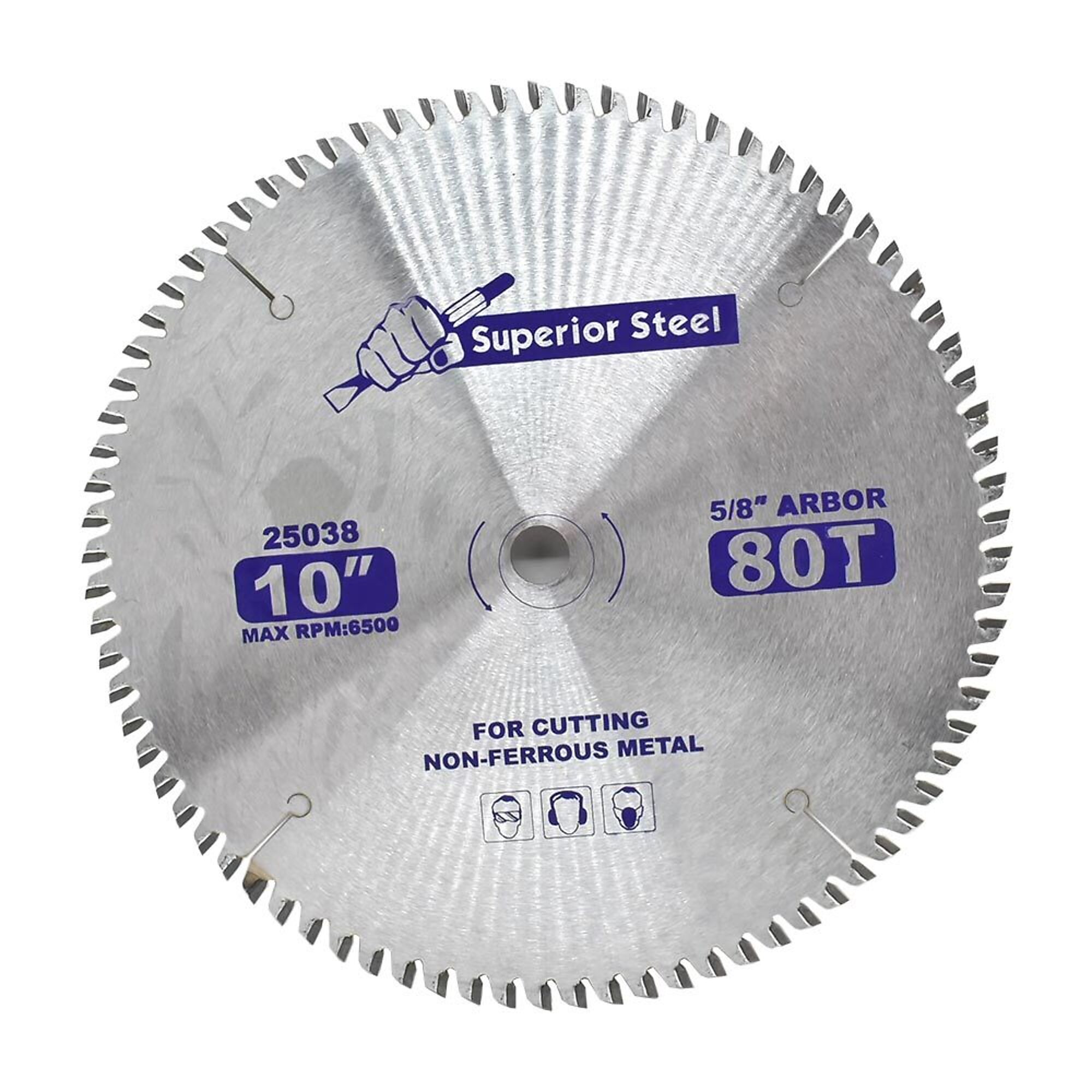 Superior Steel 25038 10 Inch 80 Teeth 5/8 Inch Arbor 6500 RPM Circular Saw Blade for Cutting Non-Ferrous Metals