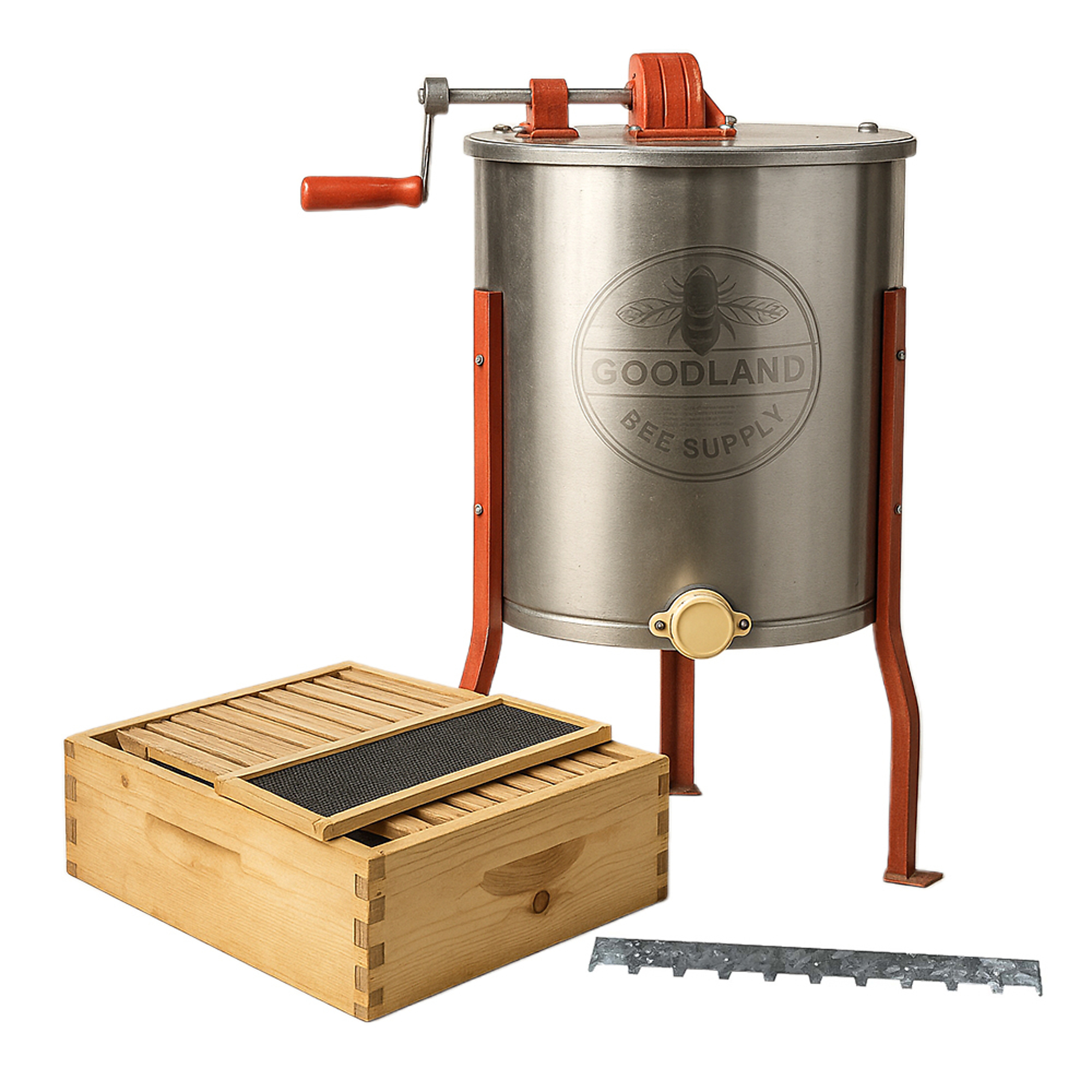 Goodland Bee Supply GL-E2-1SK-SPCR 2 Frame Honey Extractor and 1 Complete Honey Super Free Spacer Included