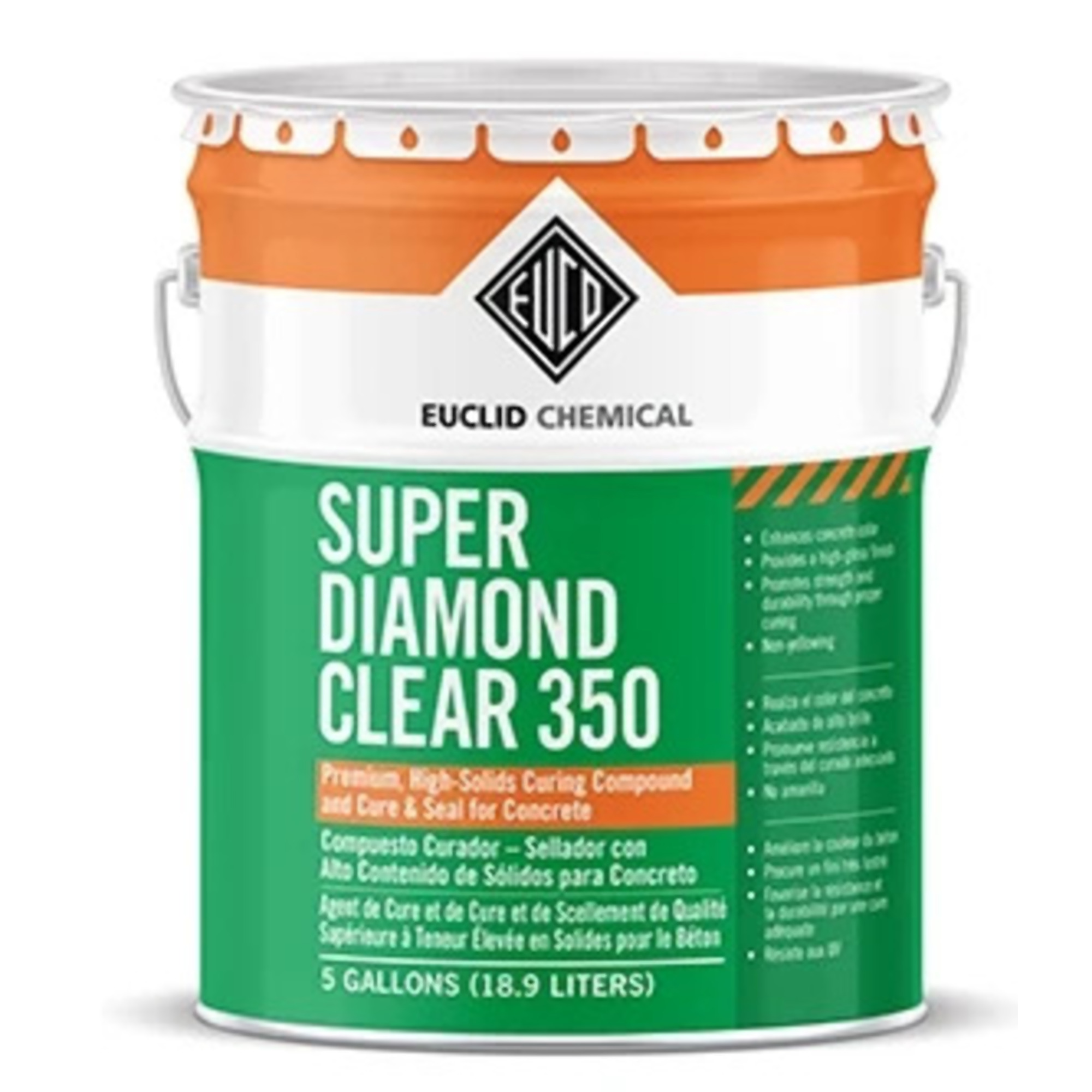 Euclid Super Diamond Clear 350 Exempt Solvent-Based High Solids Non-Yellowing Cure & Seal 5 Gallon