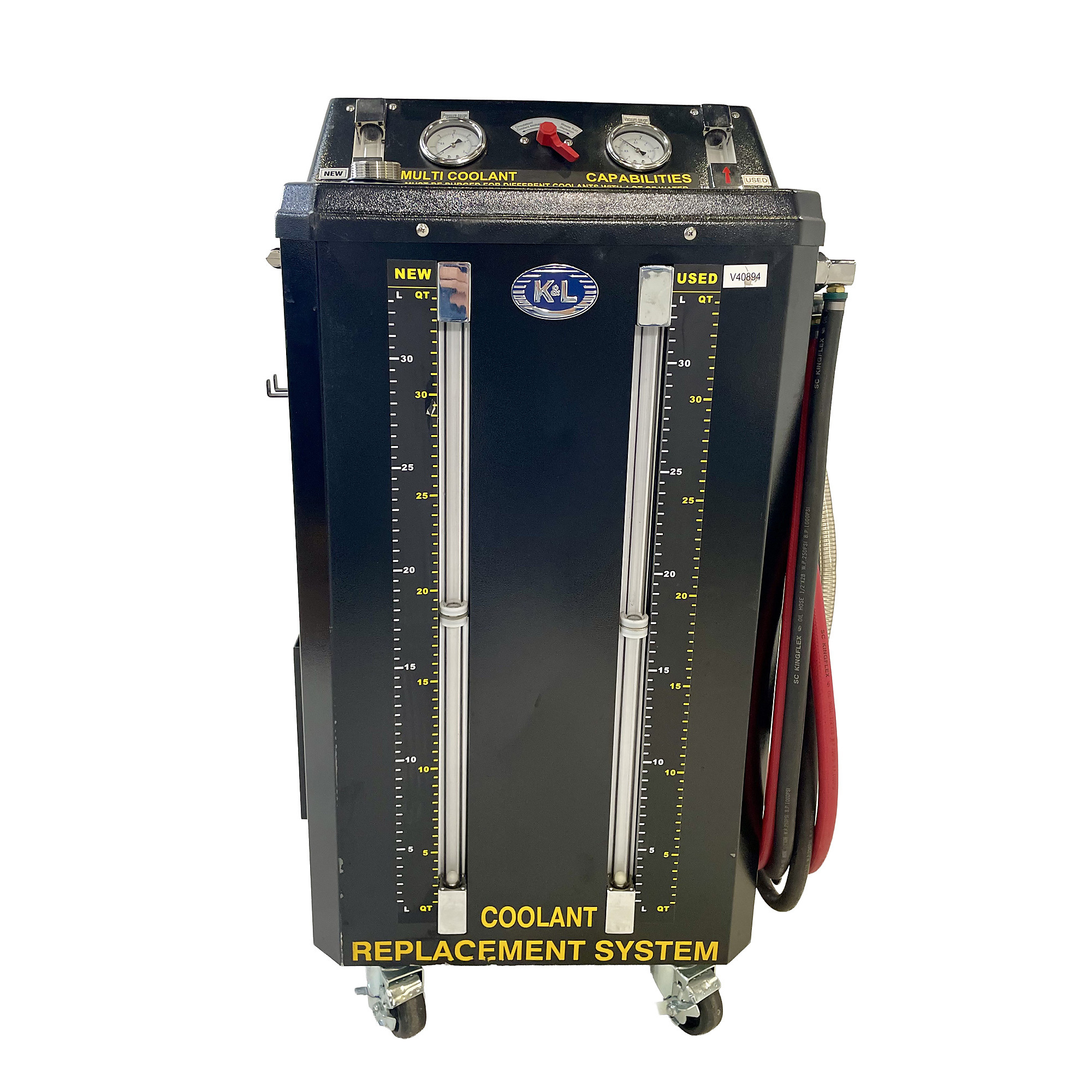 K&L Supply 35L Pneumatic Coolant Exchanger, Air-Operated Radiator Service Machine, Dual 9.3-Gallon Tanks