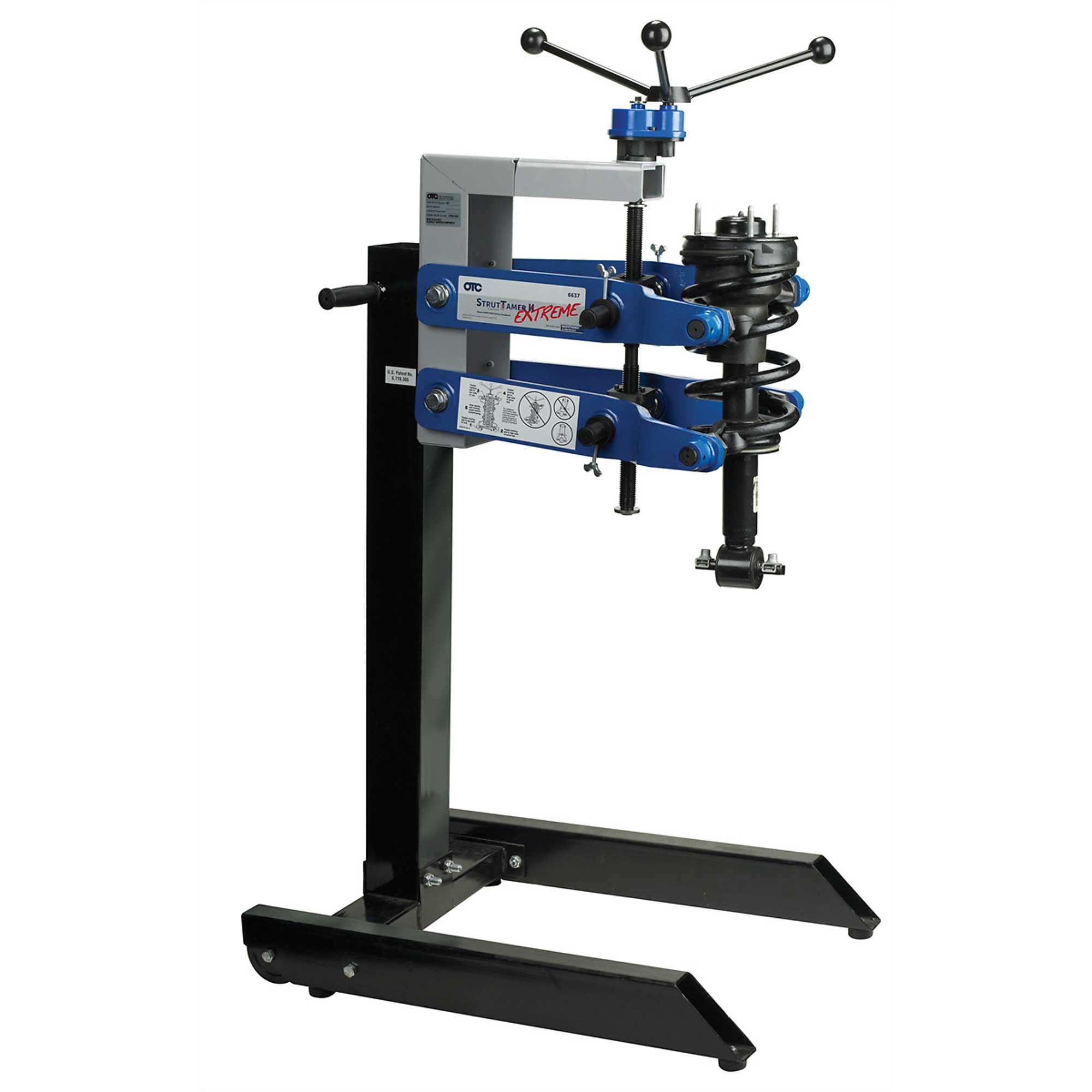 OTC 6637-ST HD Strut and Spring Compressor with Stand, Forged Locking Jaws, 5/8 Inch Compression Arms, Locking Trunnions, Arm Locking Rings, Mobile Shop Base, Professional Grade Suspension Tool