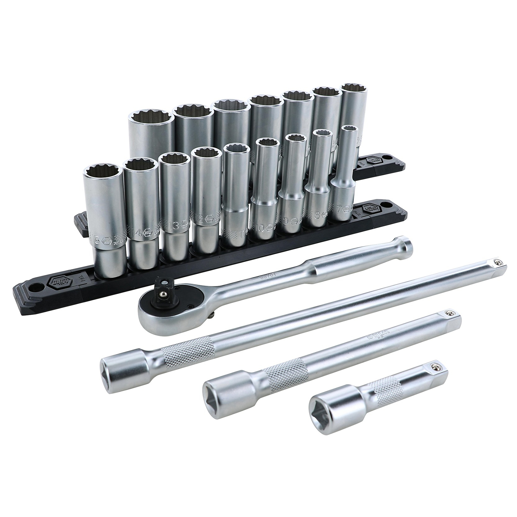 Wiha Tools 20 Piece Professional Series Deep Socket Set - 12 Point - 3/8" DRIVE METRIC , Model# 33793