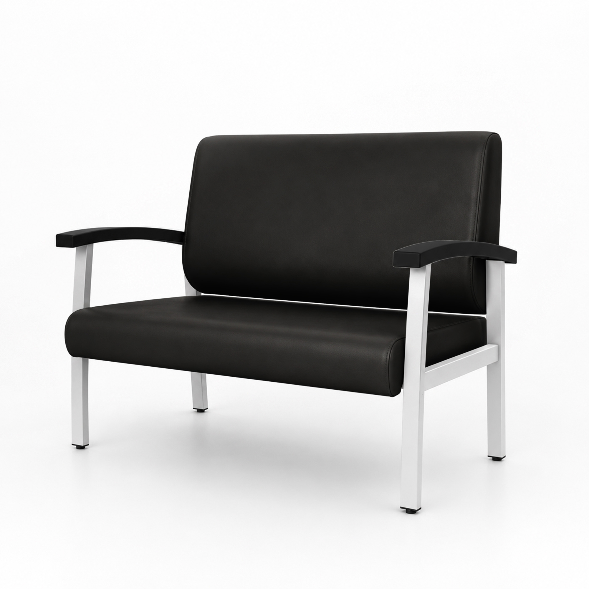 Regency Welcome Reception Loveseat with Arms, 46in.W x 27in.D x 34in.H, Black Vinyl Upholstery, Metal Frame, Model# CH3903BVL