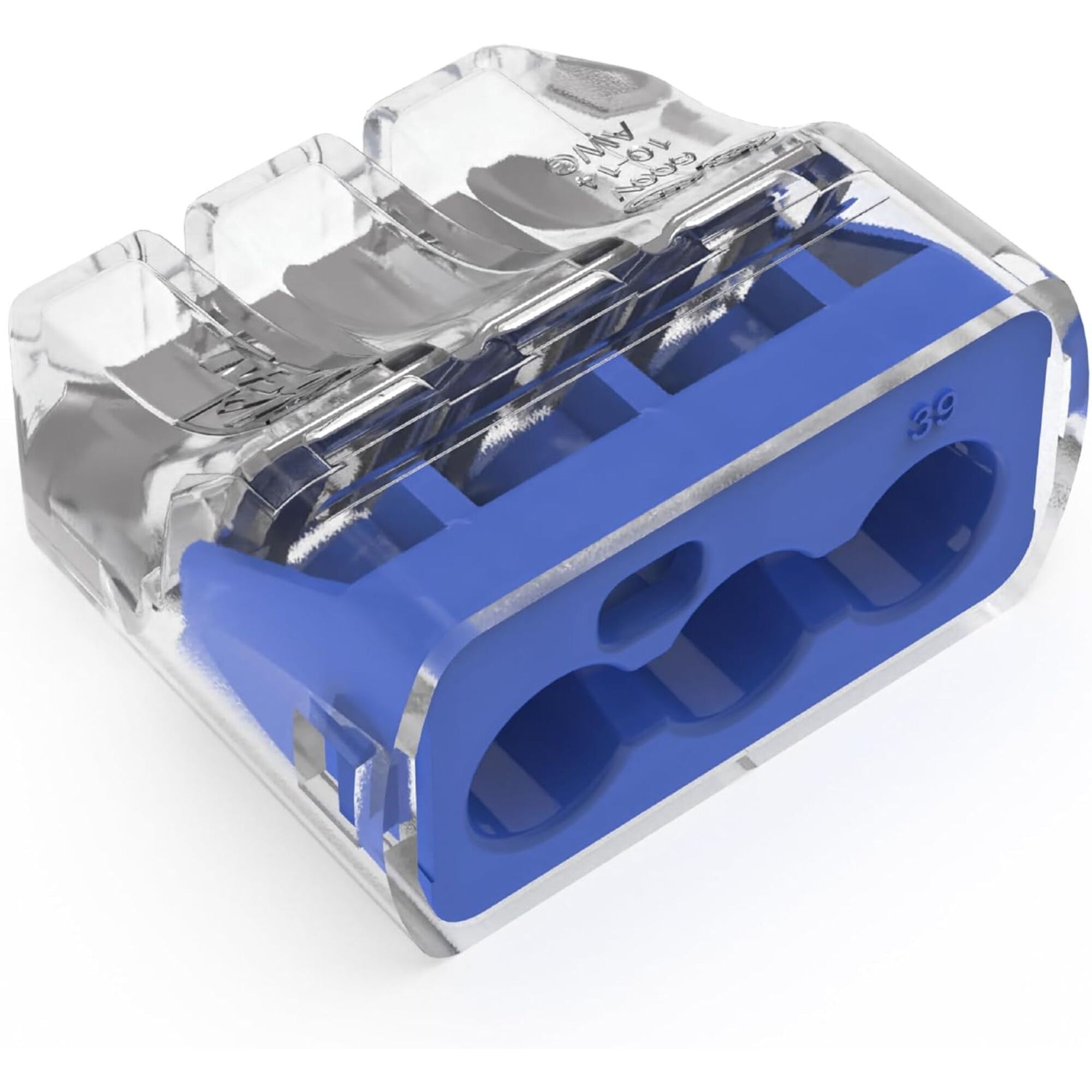 IDEAL, Blue In-Sure® Push-In Wire Connectors 3-Port 30A, Ergonomic design, Low insertion force, UL 94V-2 flame-retardant shell rated at 221°F(105°C), Rated to 600V, Approved for bonding and grounding applications, 30