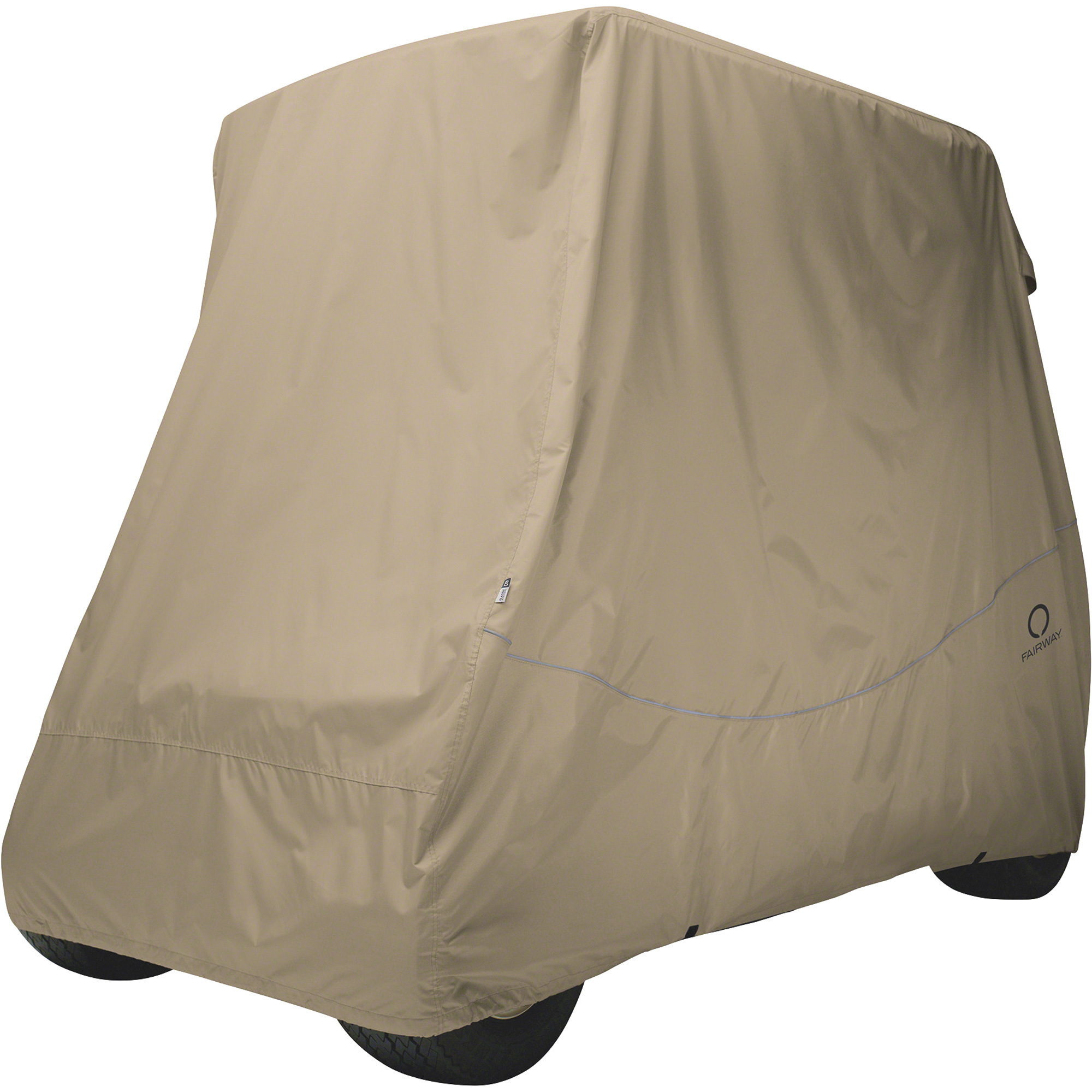 Classic Accessories Fairway Golf Cart Quick-Fit Cover, Long Roof (Up to 80in.L), 4-Person, Light Khaki, Model# 40-041-345801-00