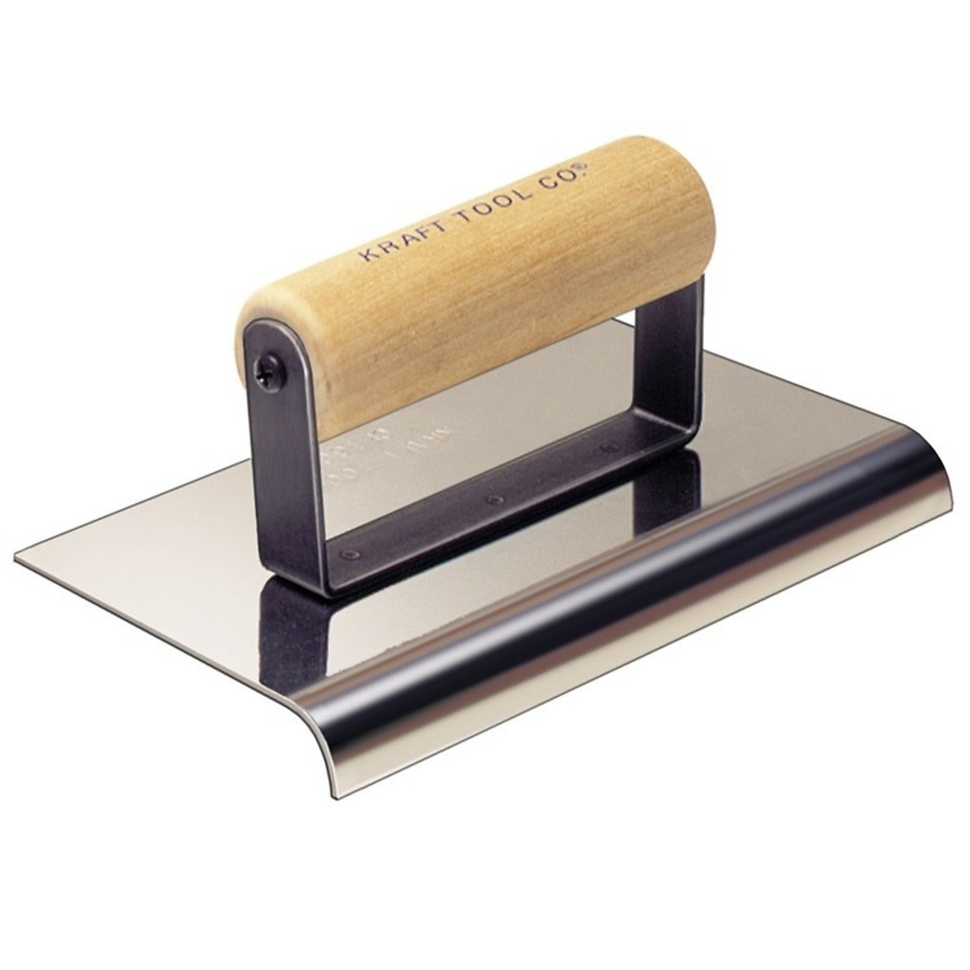Kraft Tools CF169 8"x4" 1/8" R Stainless Steel Cement Edger with Wood Handle