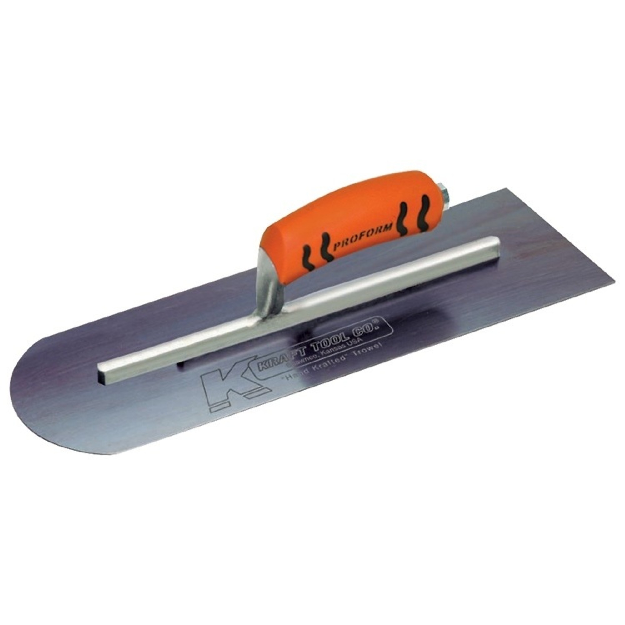 Kraft Tools CF284BPF Blue Steel Round Front/Square Back Trowel w/ProForm® Handle