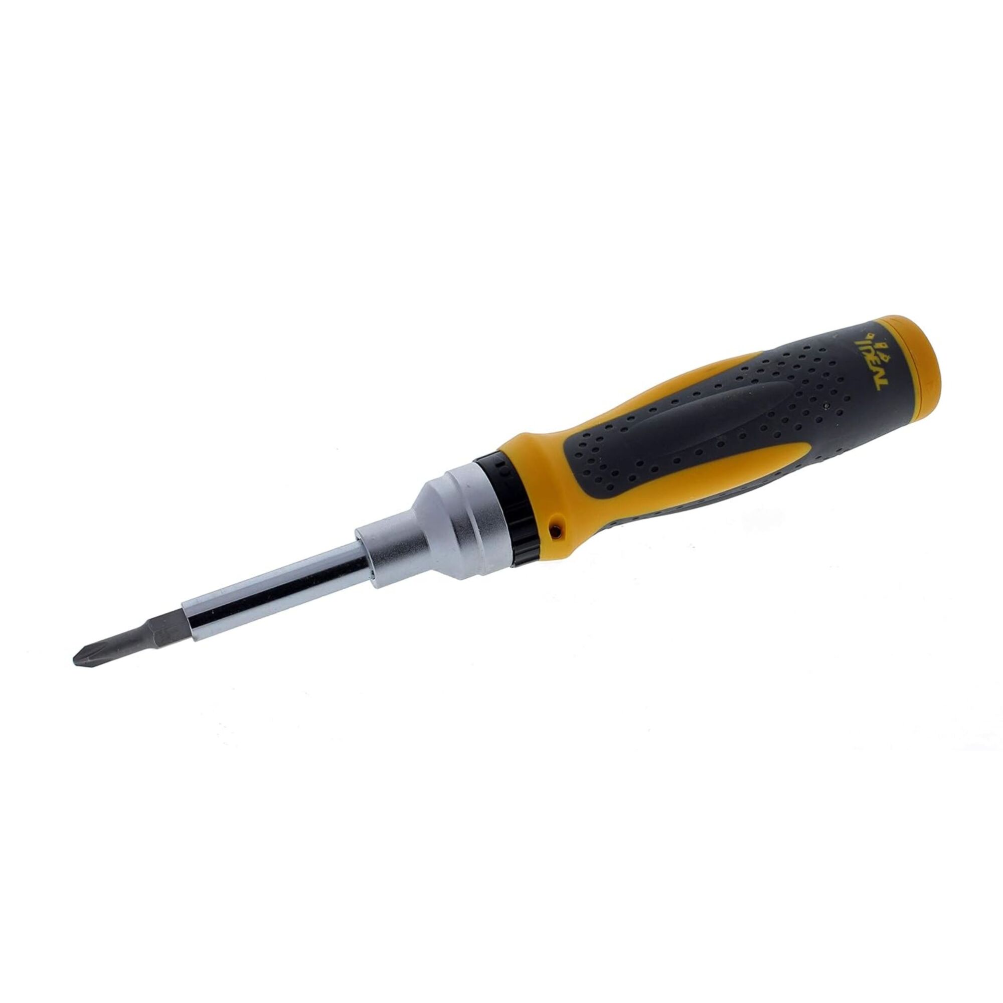IDEAL, 9-in-1 Ratch-a-Nut™ Screwdriver, chrome vanadium shaft, Premium ratcheting mechanism that can handle up to 225 lb of torque, slip-free textured grip, ratcheting wire connector wrench, two Accu-Loop™ wire-loopi