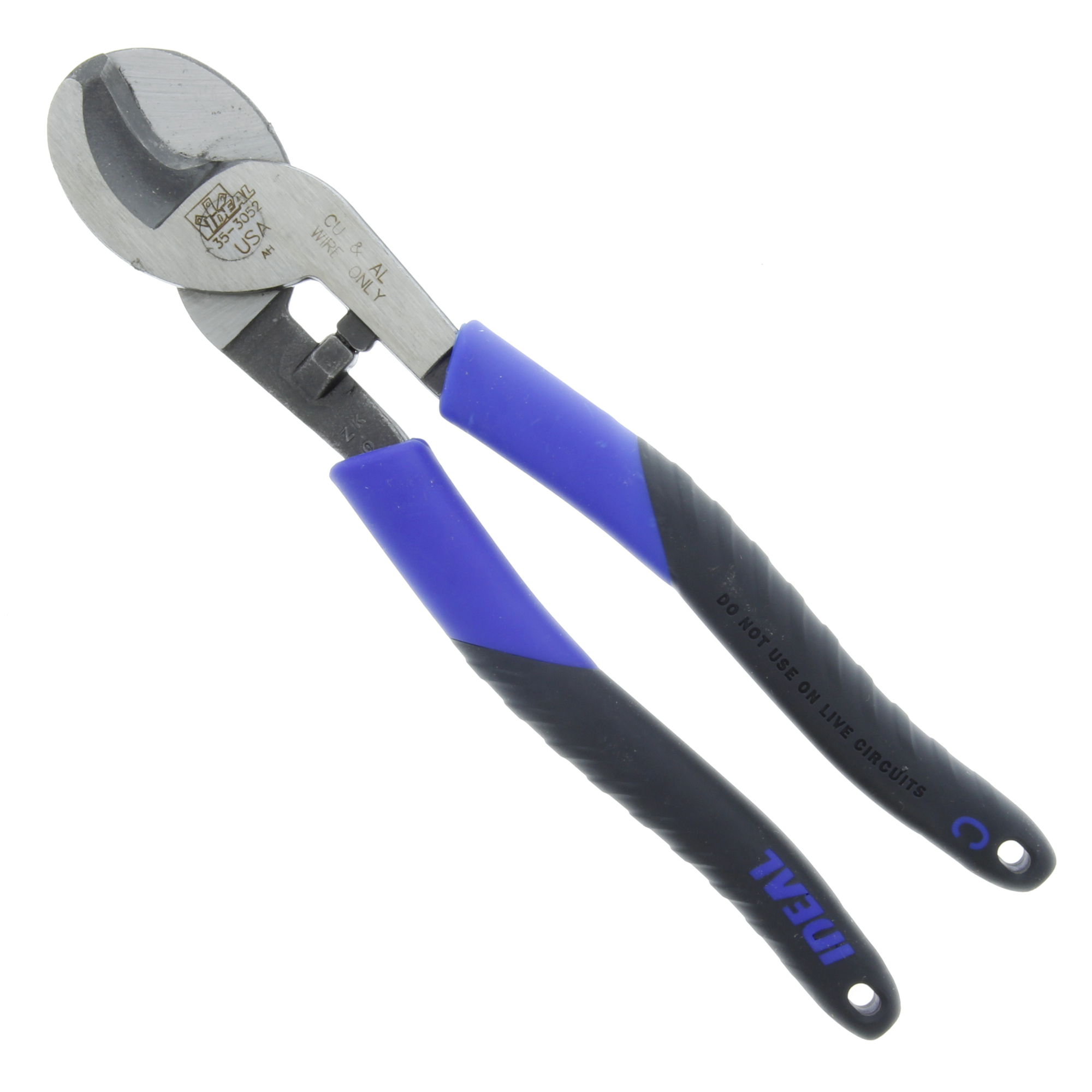 IDEAL, Cable Cutters 9-1/2? Smart-Grip™, high-carbon steel construction, Precision-ground, hardened cutting edges, Cuts up to 2/0 copper and 4/0 aluminum (not for use on ACSR), High-leverage design, tempered body and cutting