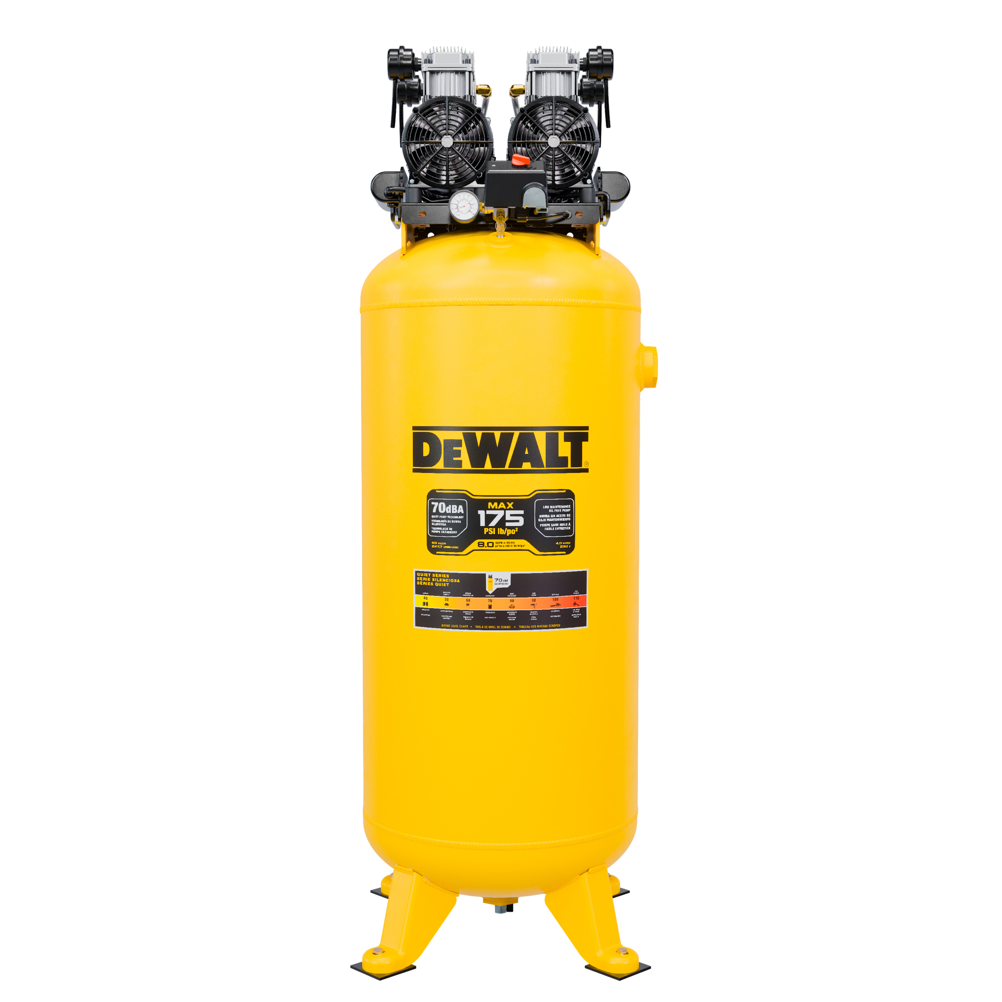 DEWALT® 60-Gallon Quiet 4.0 HP 175 PSI Oil-Free Direct Drive Stationary Air Compressor, Model# DXCMMA2441