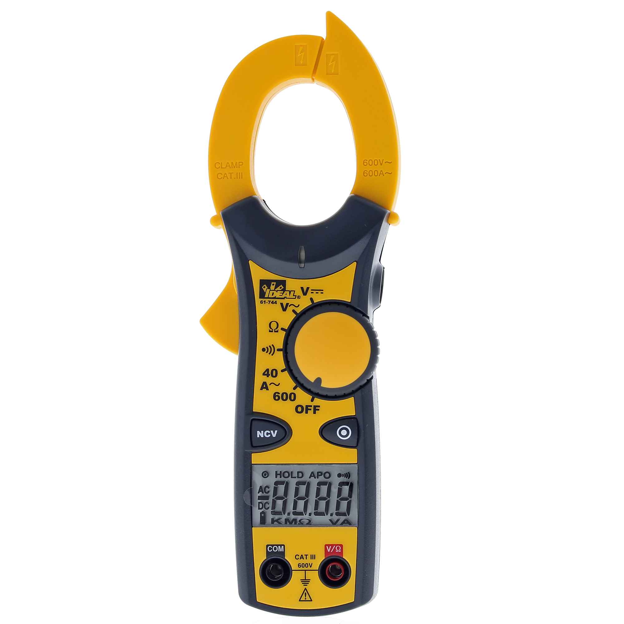 IDEAL, Clamp-Pro™ Clamp Meter 600A AC, Measures up to 600A AC, Auto Power Off, Data Hold, Auto Ranging, Audible Continuity, Low battery Indication, 61-744