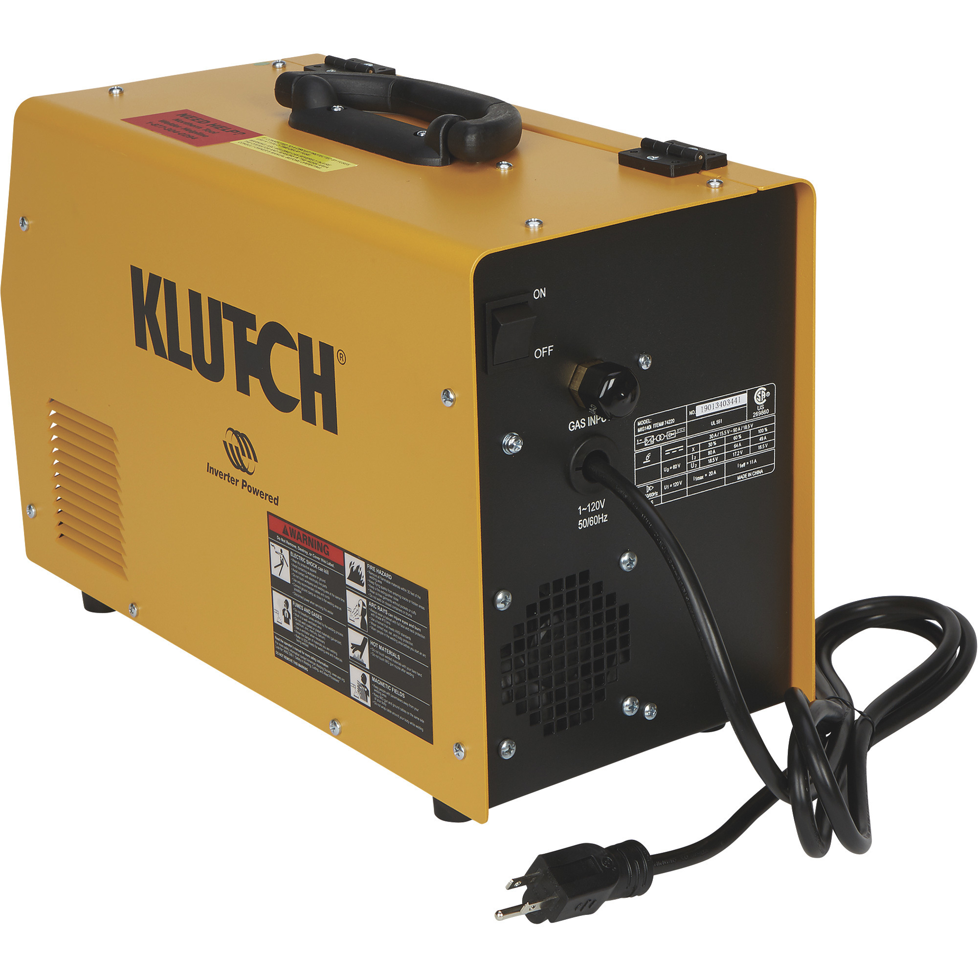 Please see replacement item 4856738. Klutch MIG 140i FluxCore/MIG