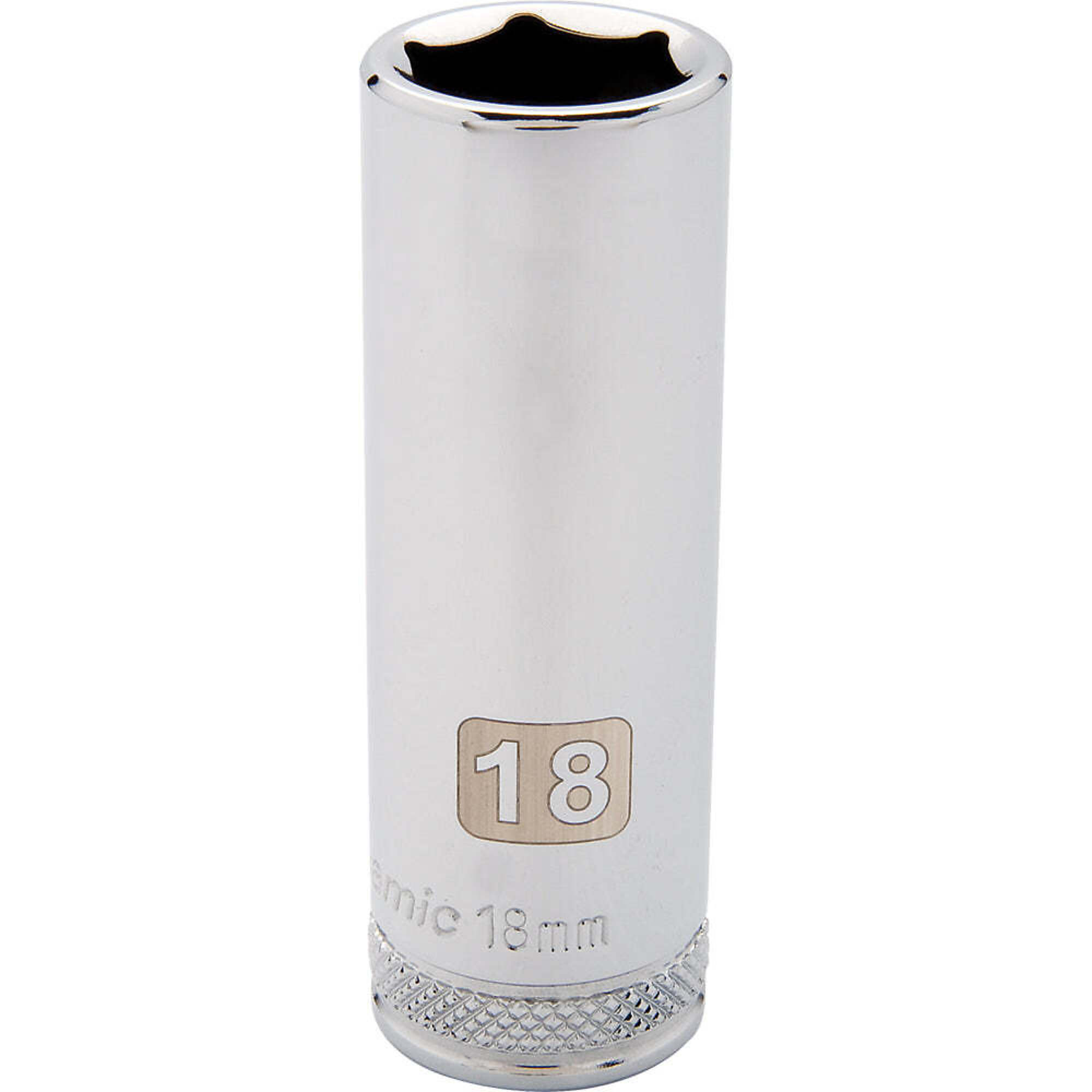 Dynamic Tools 1/2" Drive 6 Point Metric, 18mm Deep Length, Chrome Finish Socket