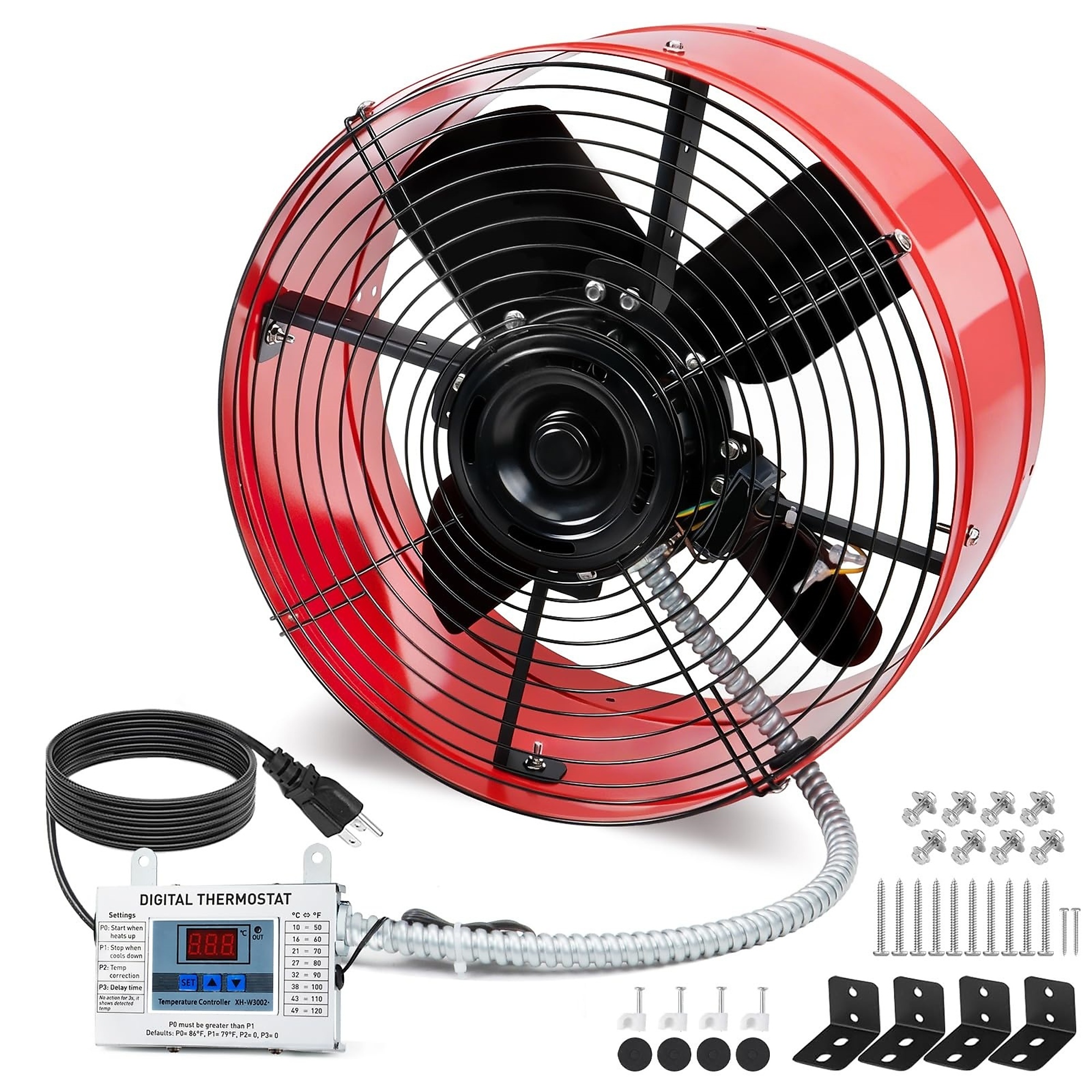 EdenDirect 15-in. Gable Attic Exhaust Fan, 1,650 CFM, Thermostat, 20-ft. Power Cord, 2,500 Sq. Ft. for House Garage Shed