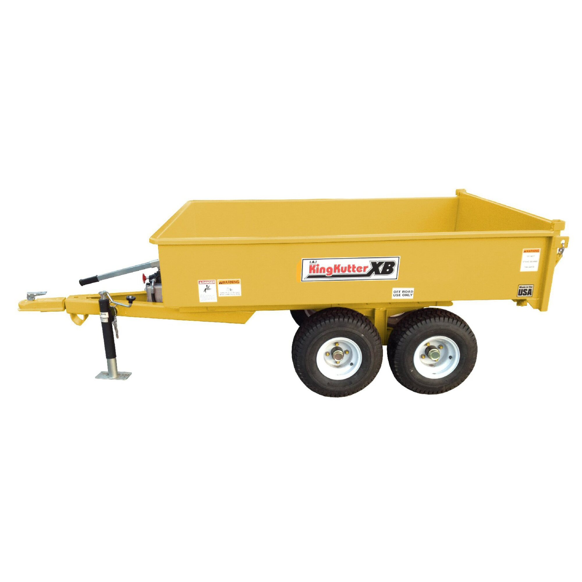King Kutter 1.5 Ton XB Dump Trailer, 2-way rear dump, double action pump, walking beam tandem axle, 1.5T-DT-XB-YK
