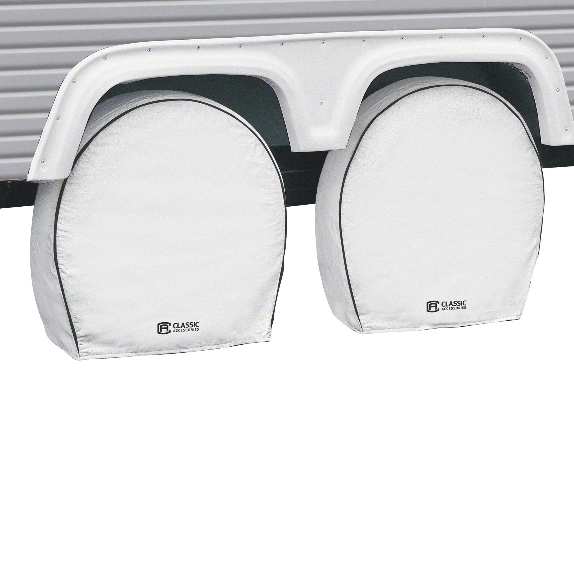 Classic Accessories OverDrive RV Wheel and Tire Cover, 4-Pack, White, 24in.-27in. Dia., Model# 80-221-152302-00