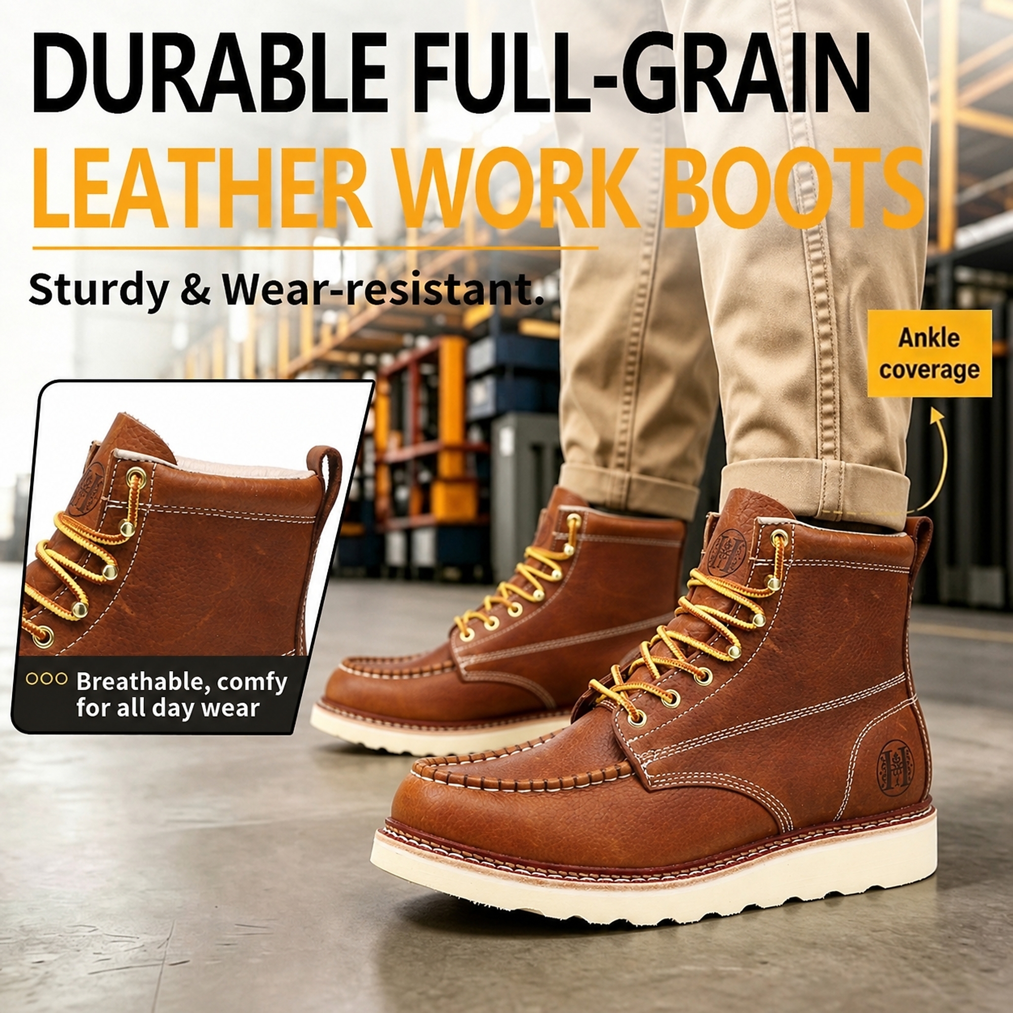 Handpoint HVB806 Men's 6 Inch Full Grain Leather Slip?On Work