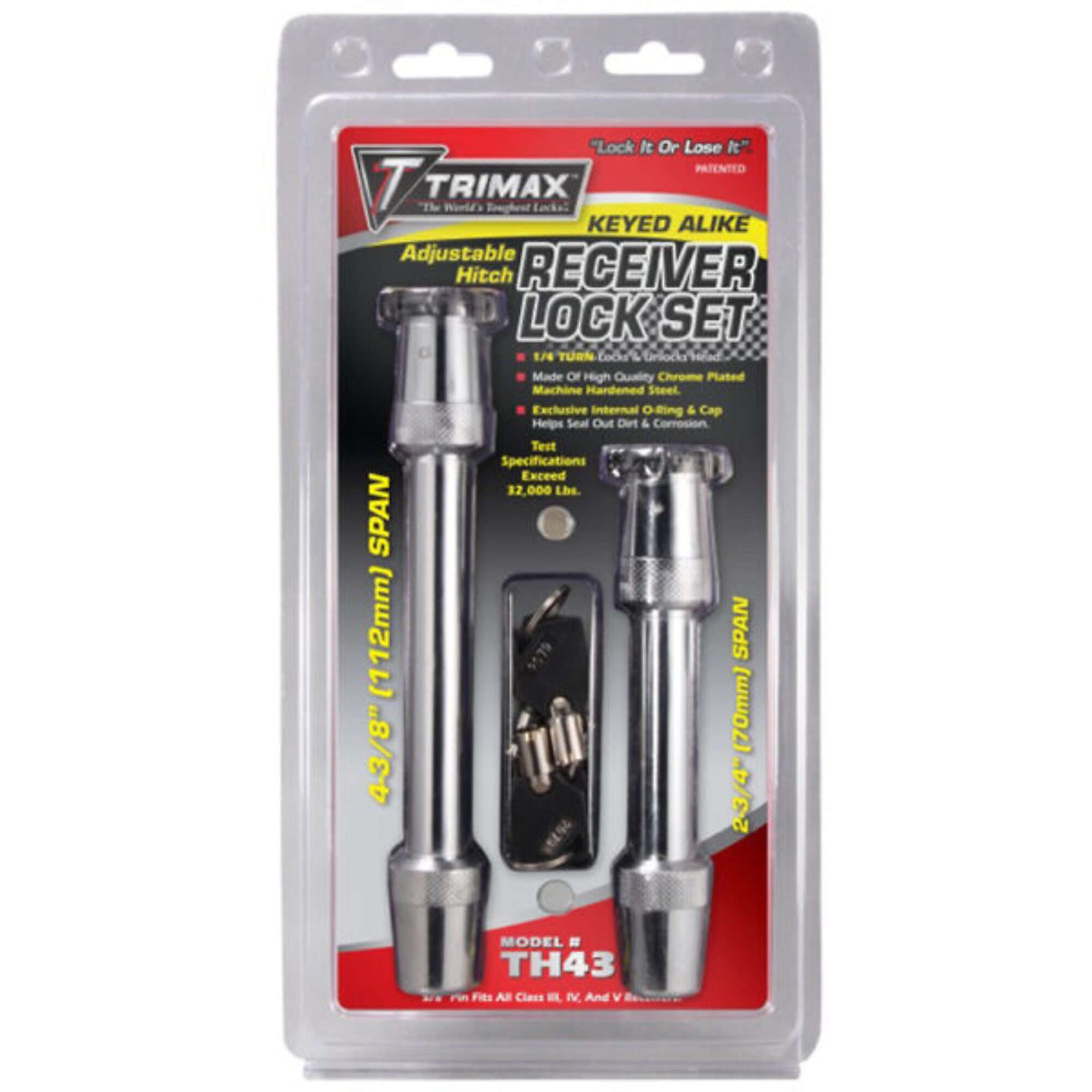 TRIMAX™ PREMIUM ADJUSTABLE HITCH KEYED ALIKE LOCK SET (TH4 & T3)