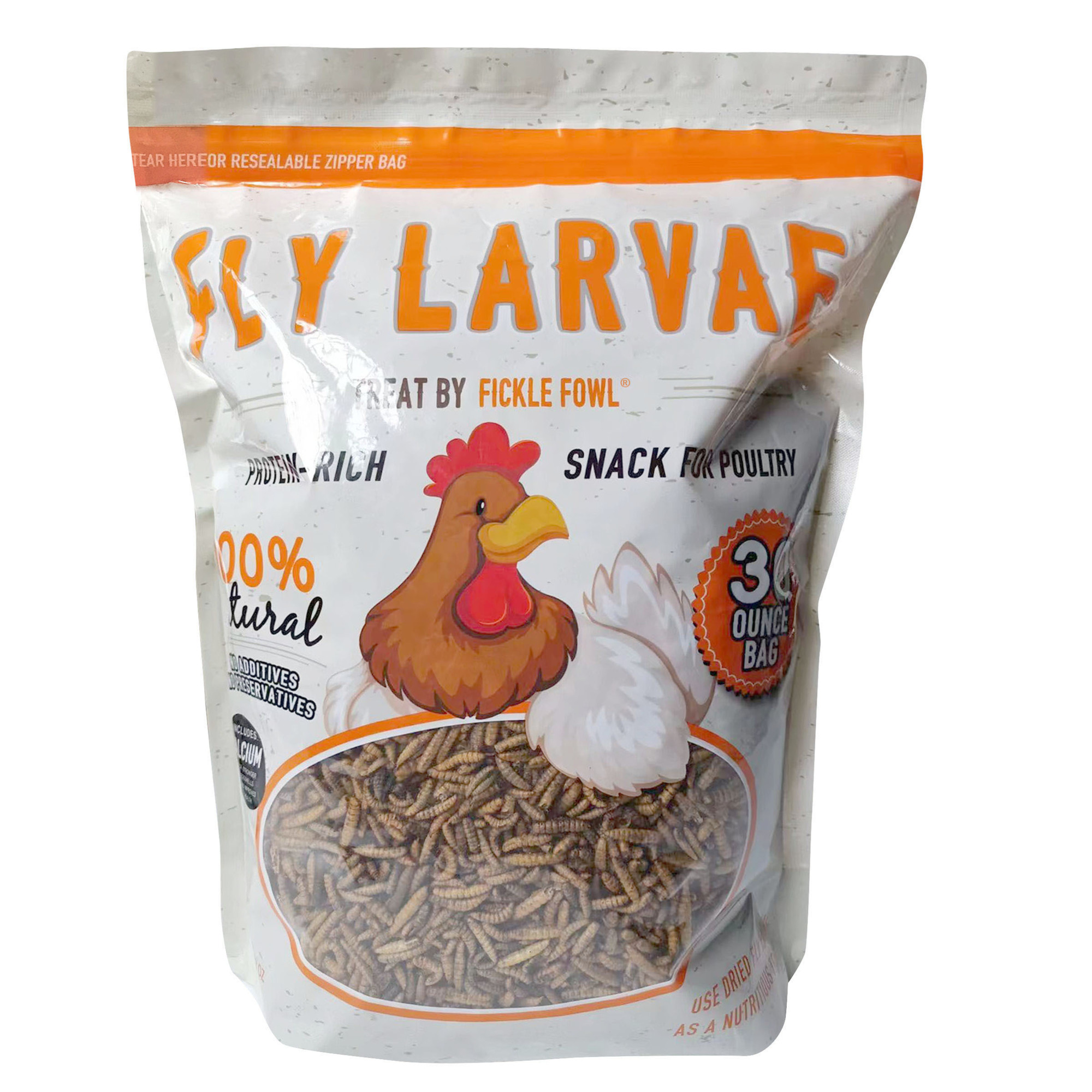 Fickle Fowl 30 oz Bag Black Soldier Fly Larvae for Chickens, Wild Birds, Ducks, and Small Pets - 3 Pk