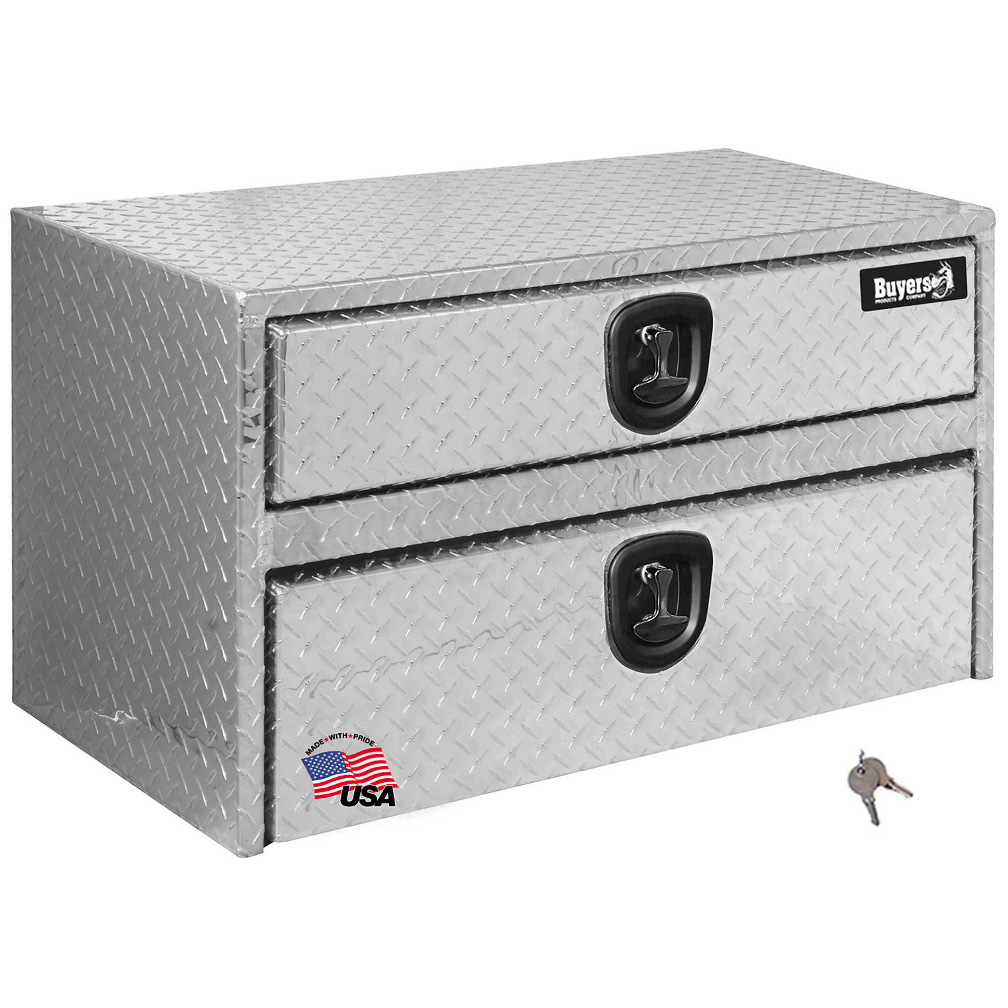 Buyers Products Diamond Tread Aluminum Underbody Truck Tool Box with Drawer Series