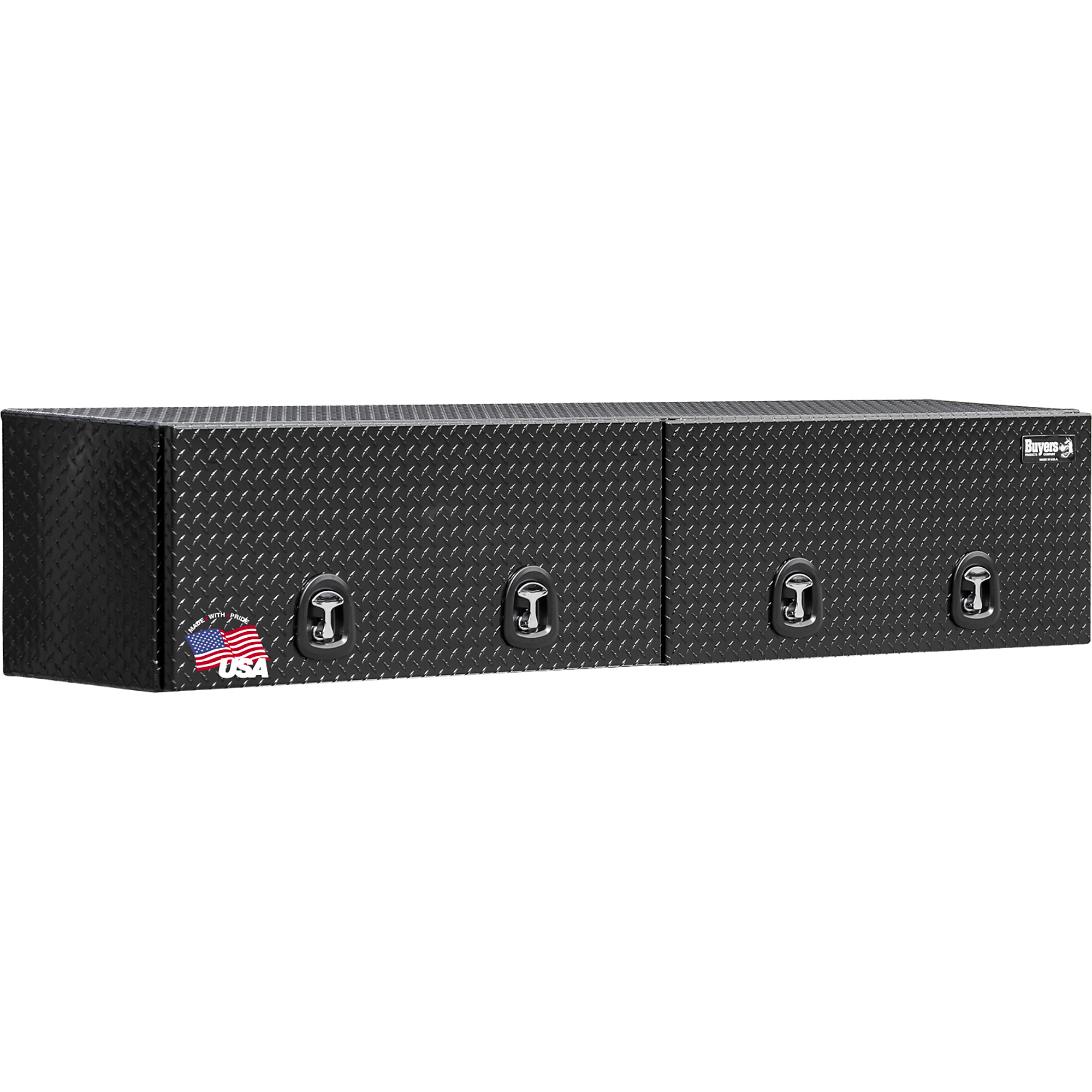 Buyers Products Gloss Black Diamond Tread Aluminum Topsider Truck Tool Box Series with Flip-Up Doors