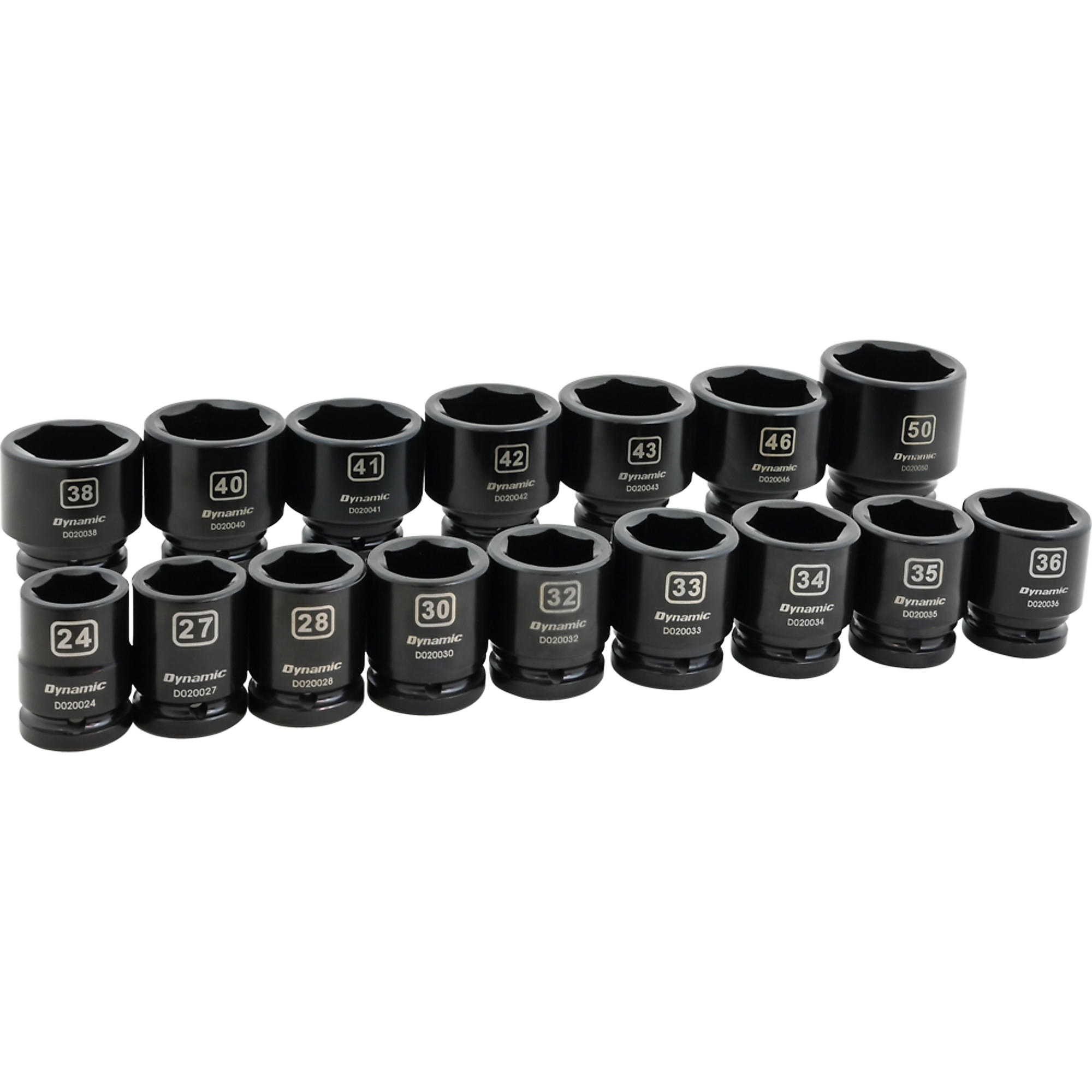 Dynamic Tools 3/4" Drive 16 Piece 6 Point Metric Standard Impact Socket Set, 24mm - 50mm