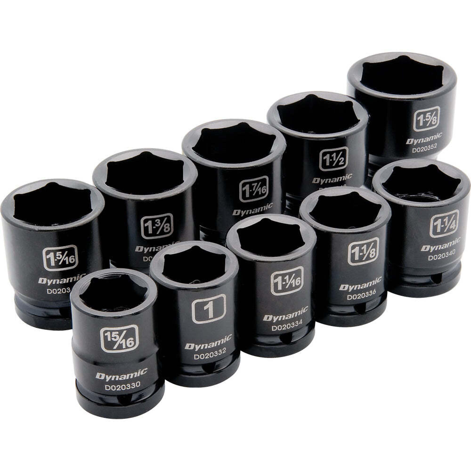 Dynamic Tools 3/4" Drive 10 Piece 6 Point, Standard Length, Impact SAE Socket Set, 15/16" - 1-5/8"