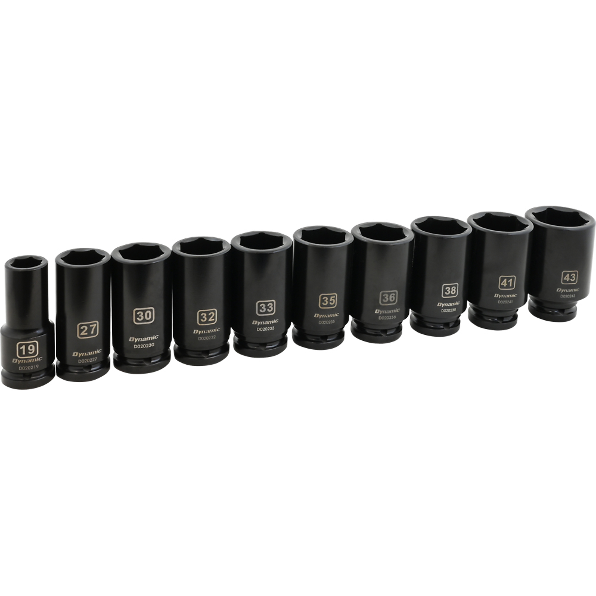 Dynamic Tools 3/4" Dr. 10 Piece 6 Point Deep Metric Impact Socket Set, 19mm - 43 mm