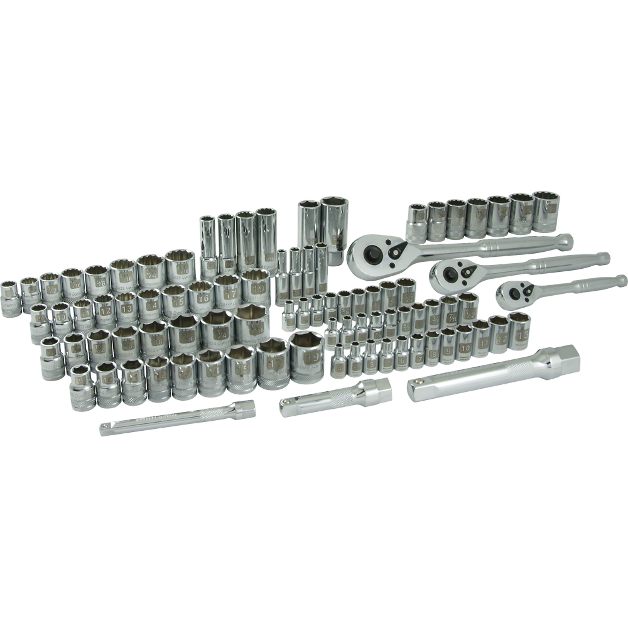 Dynamic Tools 89 Piece 1/4", 3/8" & 1/2" Drive Socket & Attachment Set