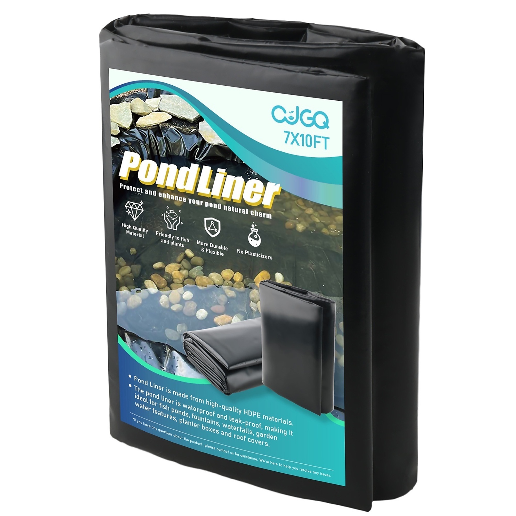 7 ft. x 10 ft. HDPE Pond Liner Anti-UV and Corrosion Resistance for Fish/Koi Ponds Water Gardens