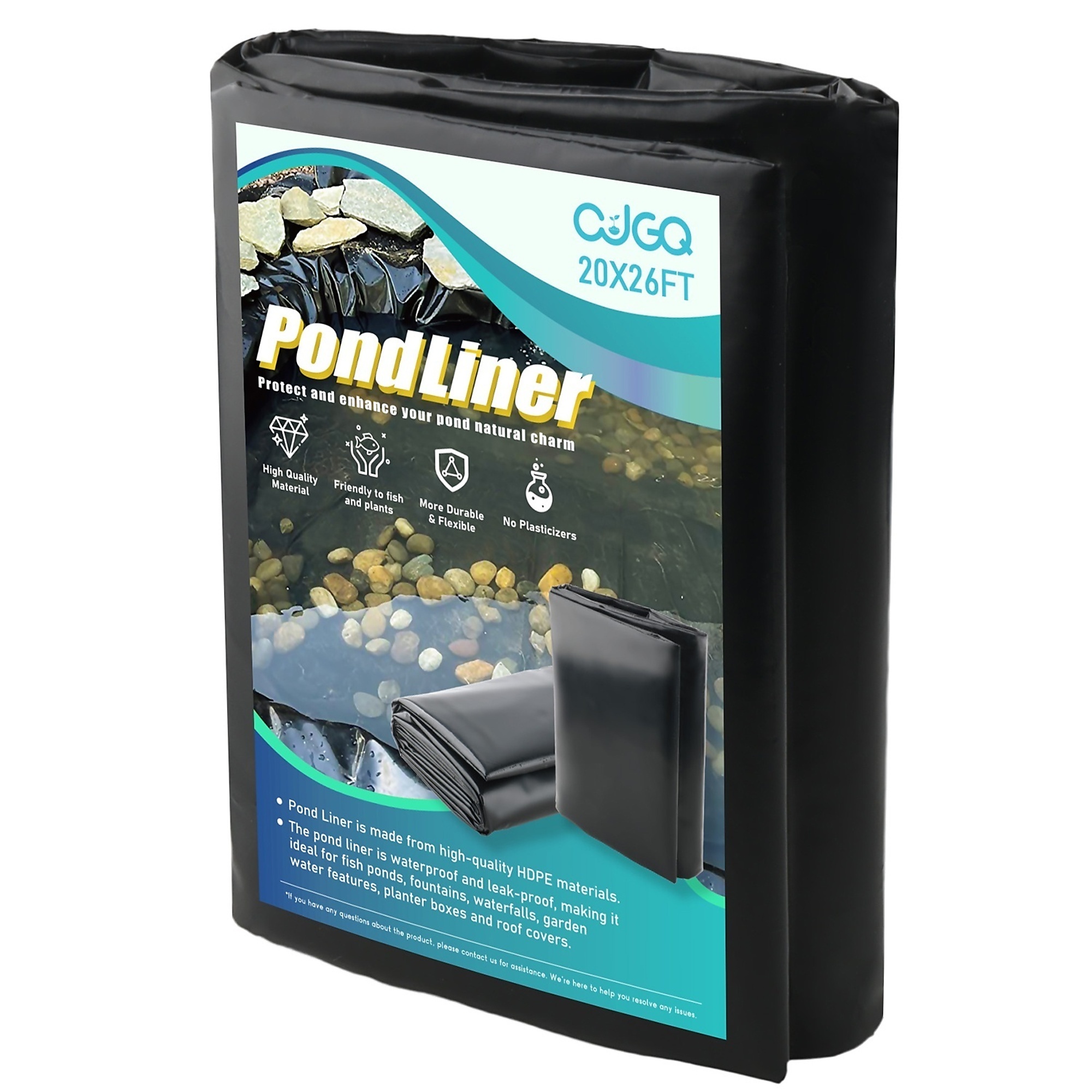 20 ft. x 26 ft. HDPE Pond Liner Anti-UV and Corrosion Resistance for Fish/Koi Ponds Water Gardens