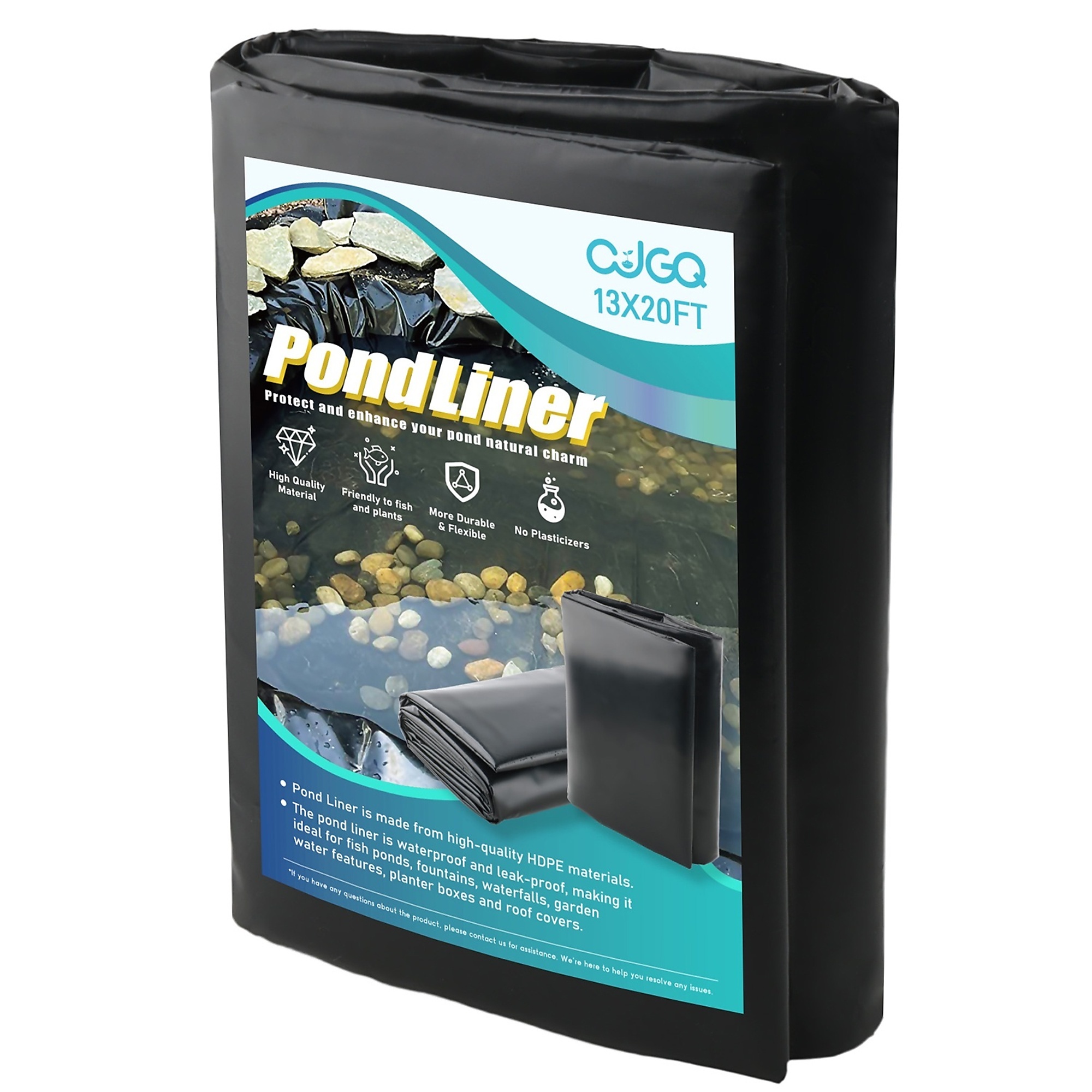 13 ft. x 20 ft. HDPE Pond Liner Anti-UV and Corrosion Resistance for Fish/Koi Ponds Water Gardens