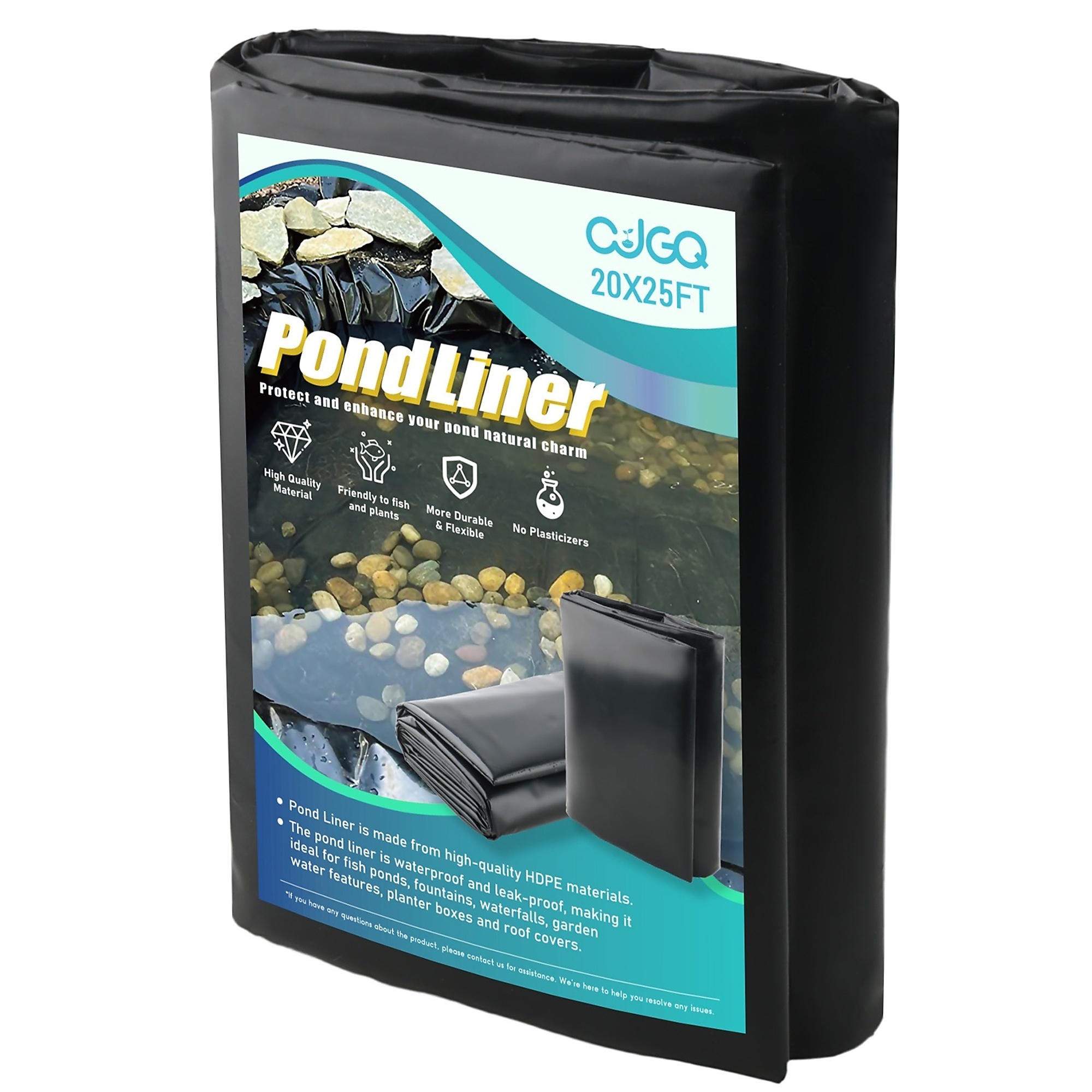 20 ft. x 25 ft. HDPE Pond Liner Anti-UV and Corrosion Resistance for Fish/Koi Ponds Water Gardens