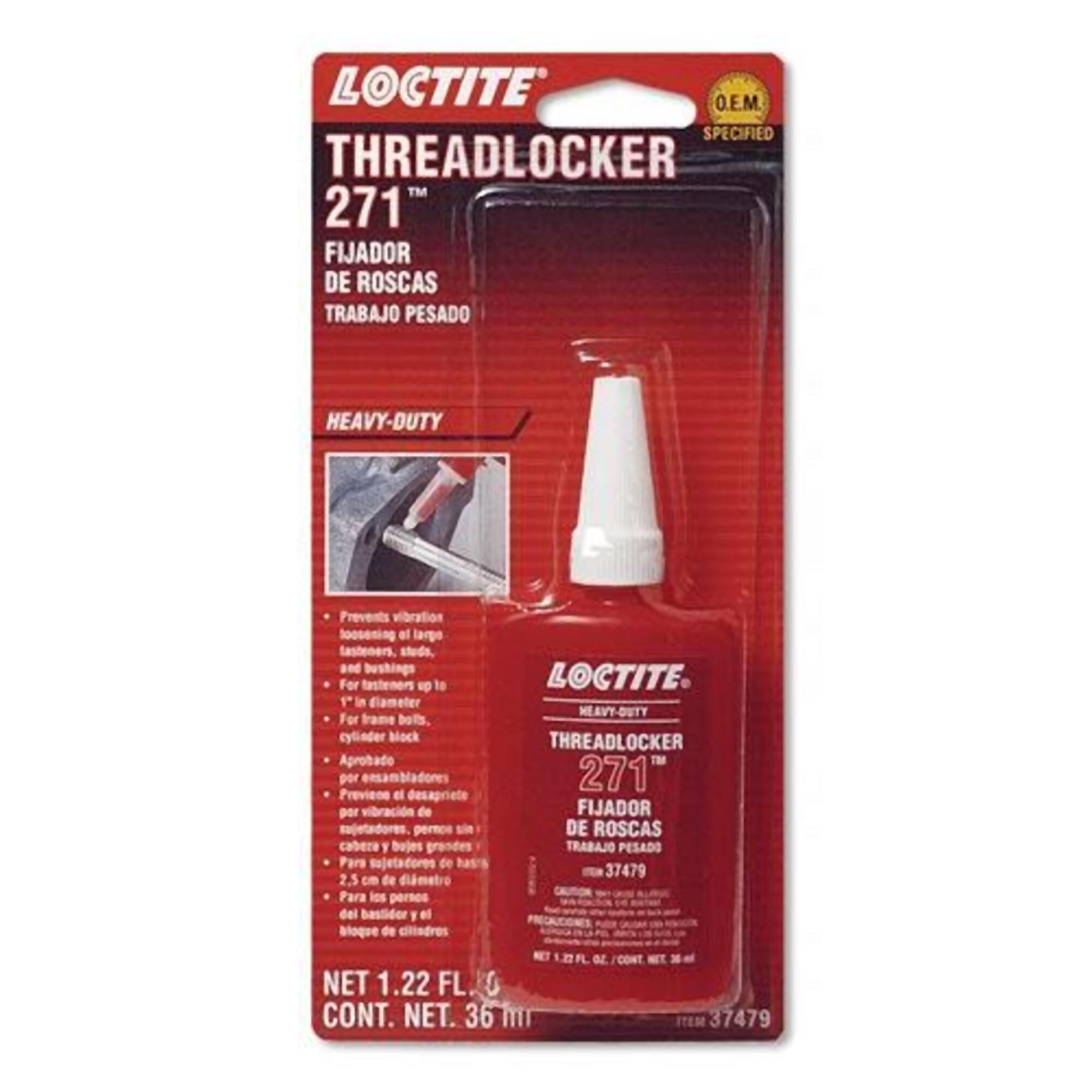 Loctite 271 Red Threadlocker Heavy Duty 36ml Bottle, 6PK