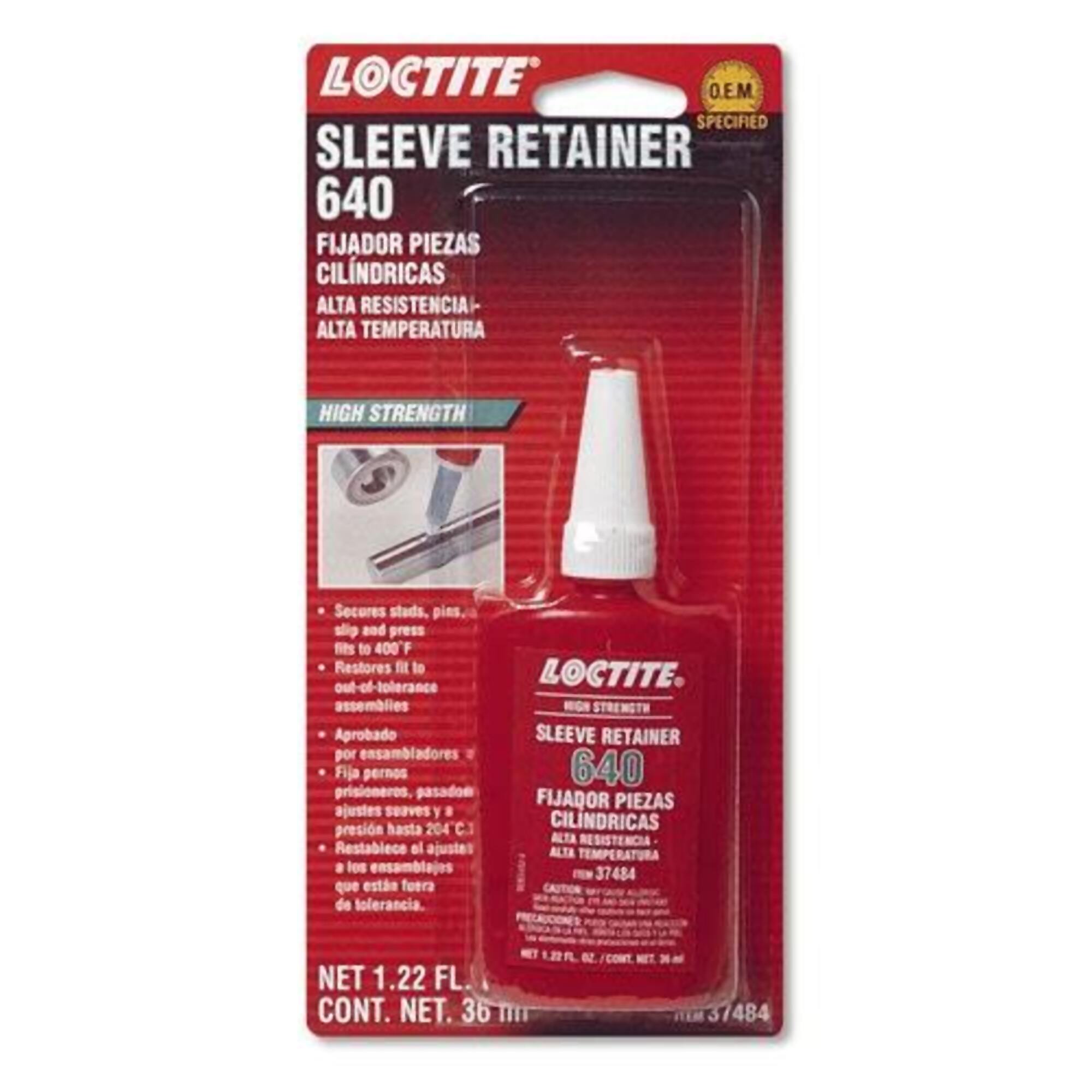 Loctite 640 Sleeve Retainer High Strength 36ml Bottle, 6PK