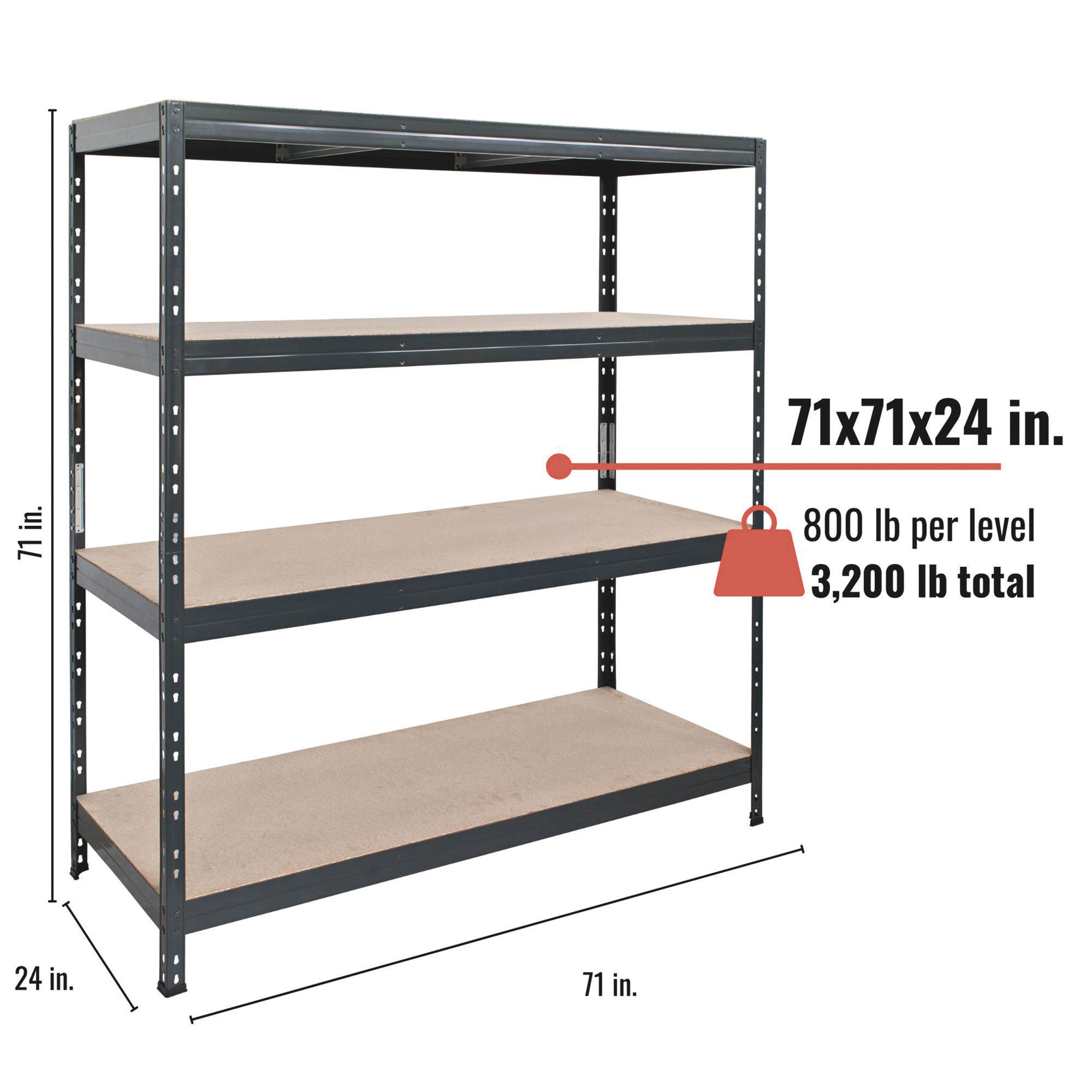 AR Shelving Galvanized Wire Deck Shelving — 4 Shelves, 880-Lb. Capacity per  Shelf, 59.5in.W x 24in.D x 71in.H, Model# TRM18401K/10-37ZG00