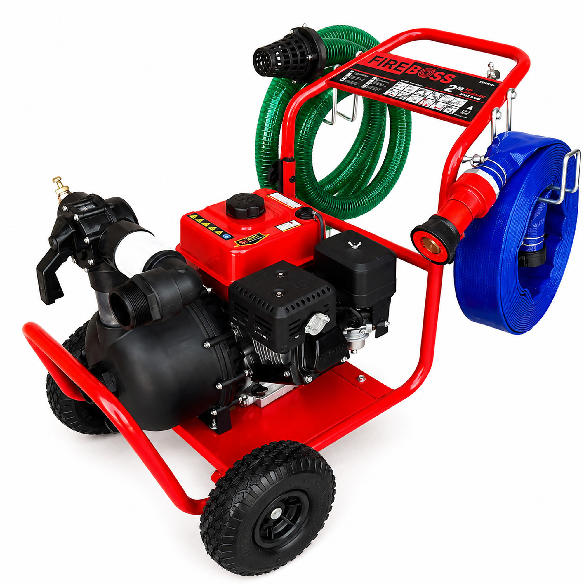 FireBoss Pool Fire Pump Kit, 2in., High-Pressure Water Transfer System, 164 GPM, 65 PSI, Complete Hose Kit Included, Model# PAPFP20