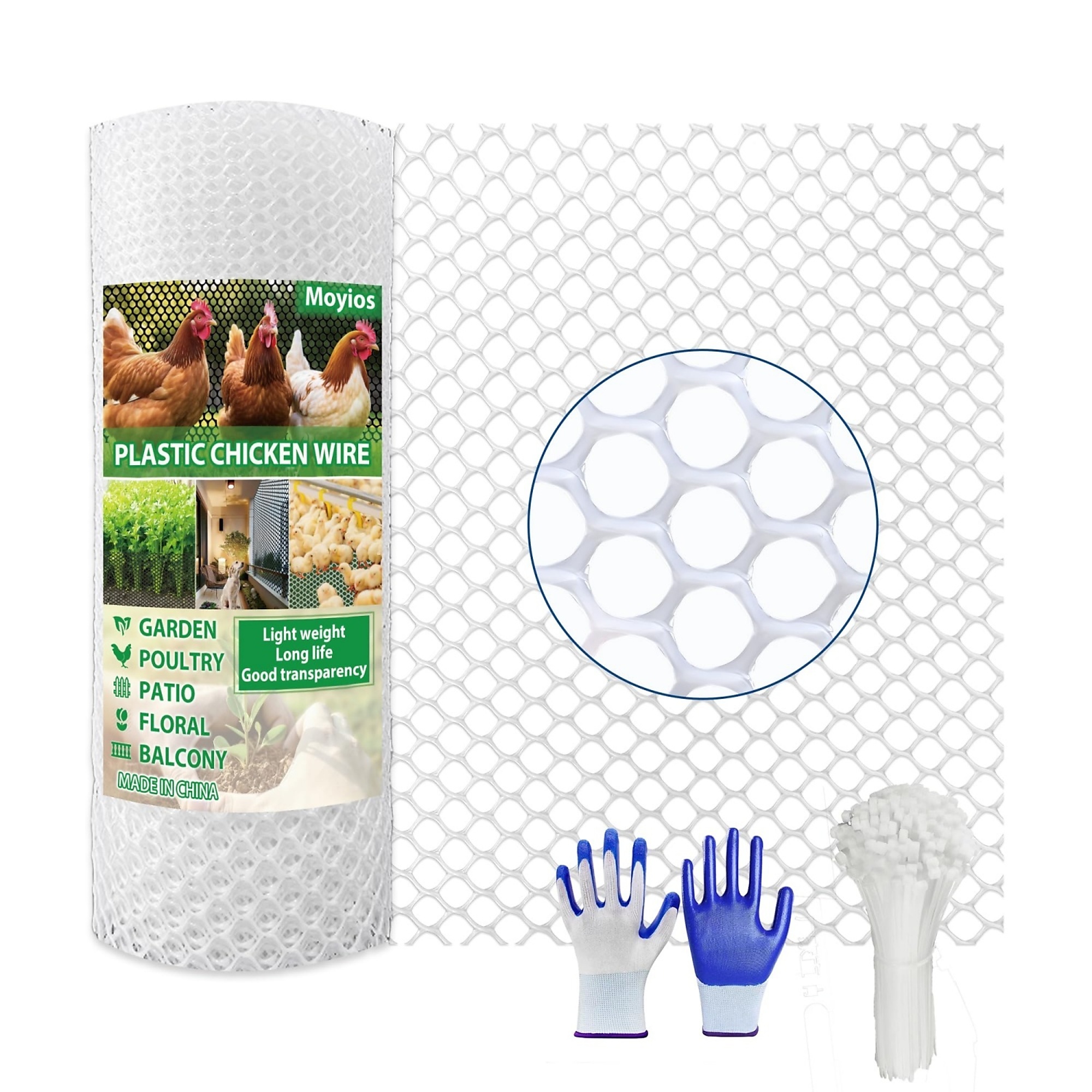 BlackTeck Plastic Wire Mesh Fence Roll, 15.7in. x 20ft., Easy-Cut Design, Weather-Resistant Plastic Construction, For Chickens and Rabbits, Model# N2-KUVZ
