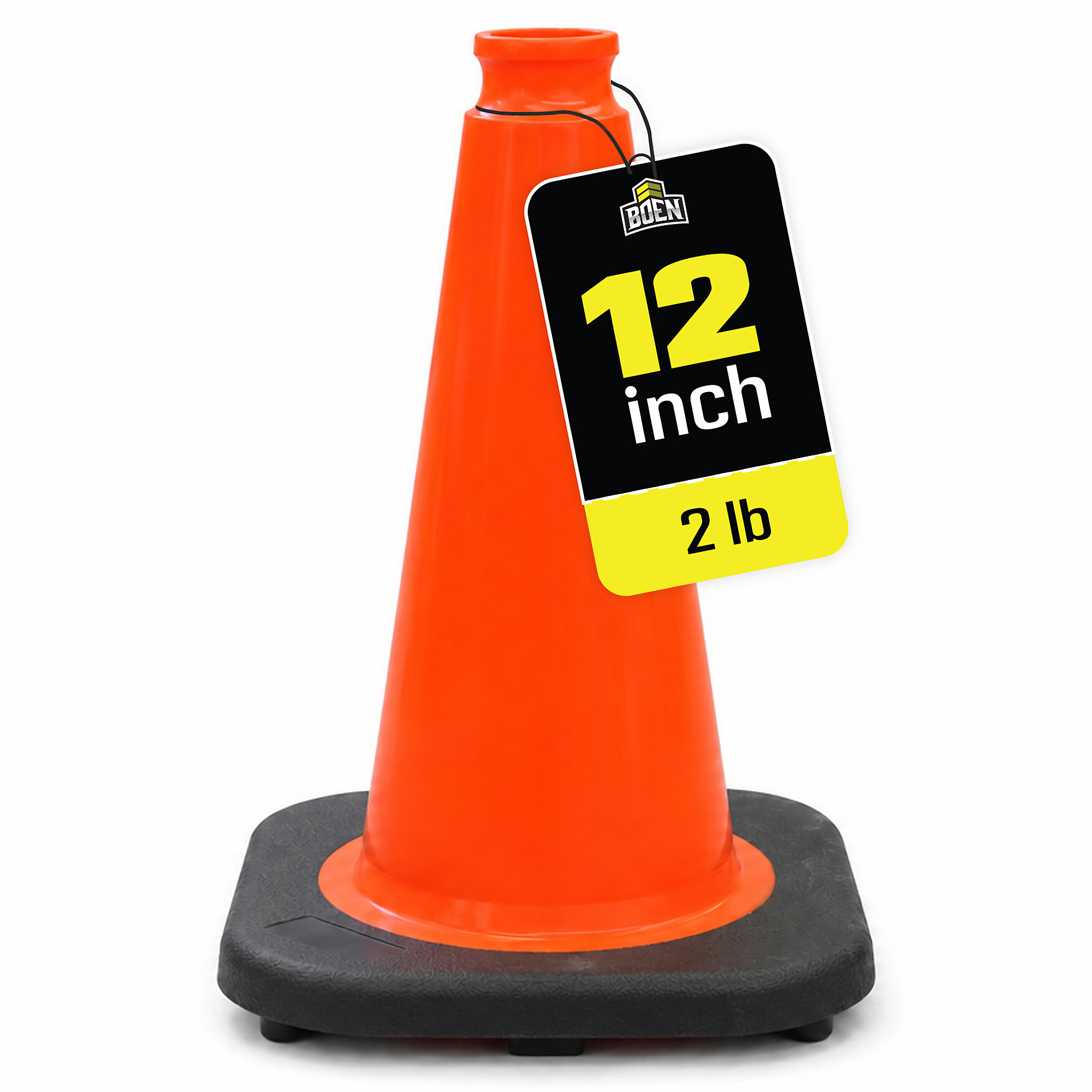 Boen 12 in. Orange Traffic Cone, High-Visibility Safety Cones with Heavy-Duty Base for Sports Drills, Events & Indoor Training