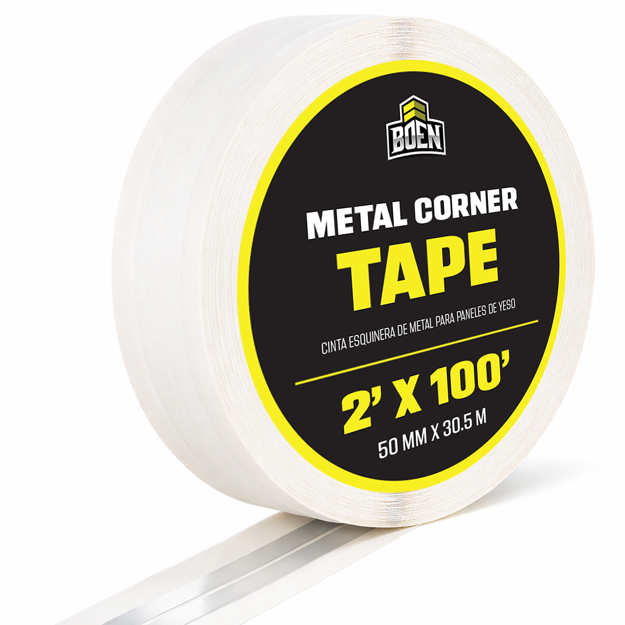 Boen Reinforced Metal Corner Tape, 2 in x 100 ft, Crack Repair, Drywall Tape