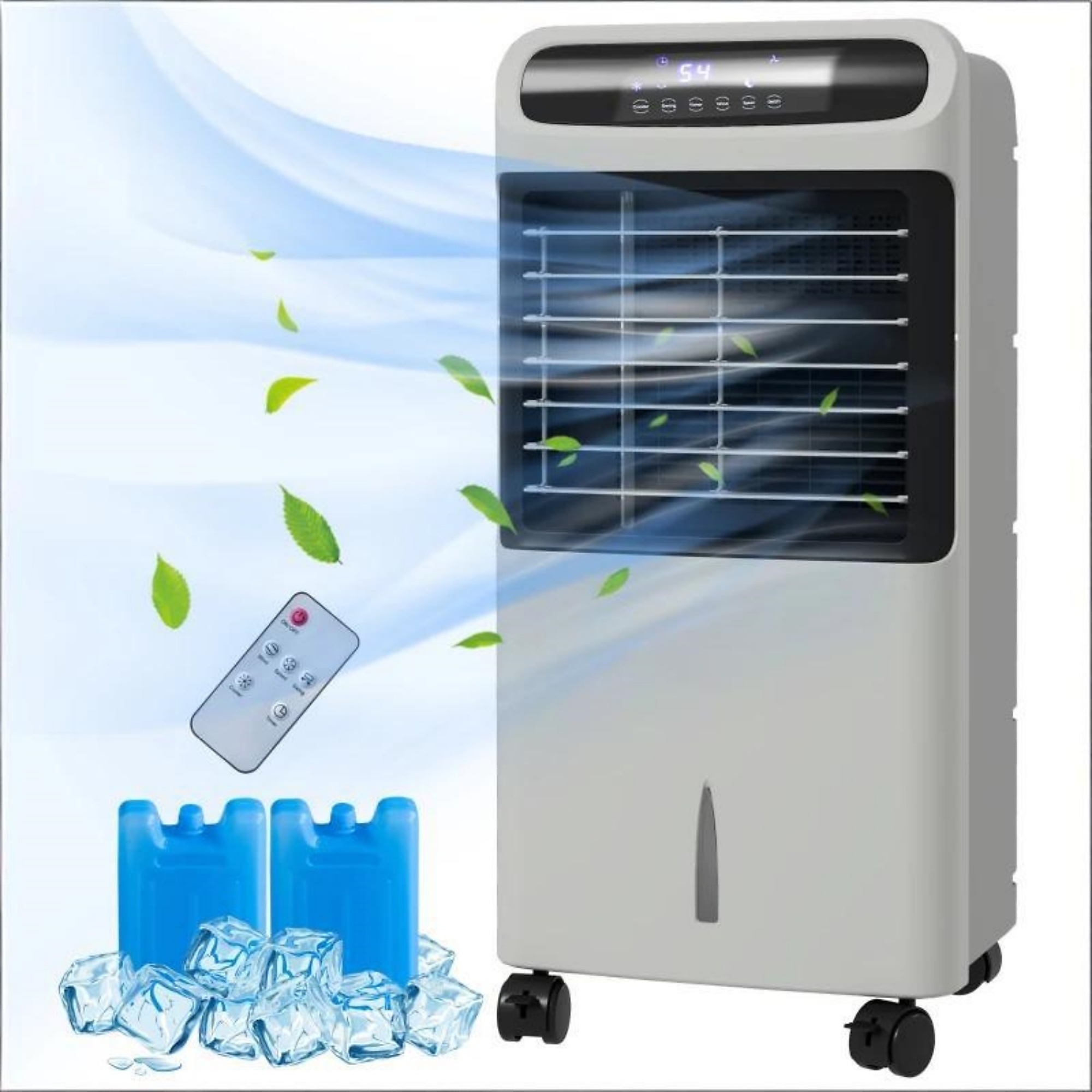 EdenDirect 350 CFM 3-Speed Gray Portable Evaporative Air Cooler with Remote, Timer, 3.2 Gal Tank and 2 Ice Packs for 377 sq. ft.