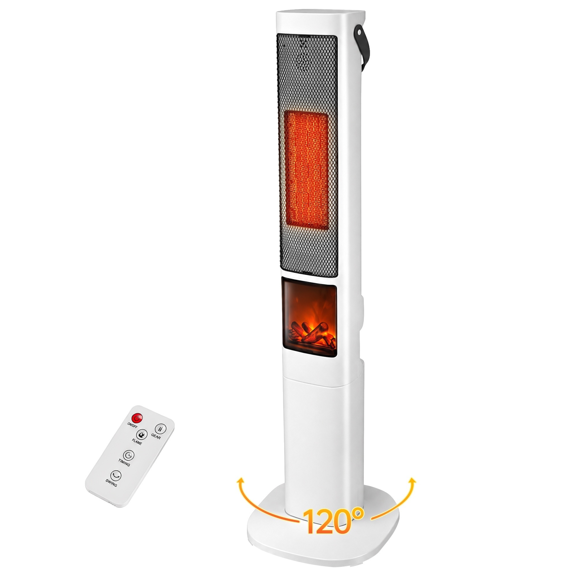 EdenDirect 1500W Space Heater — 33" PTC Ceramic Tower Heater, 3D Flame, 120° Oscillating, 3 Wind Modes, Smart 5 Timer Settings, Remote Control, Overheat & Tip-Over Protection, For Bedroom Office Indoor Use