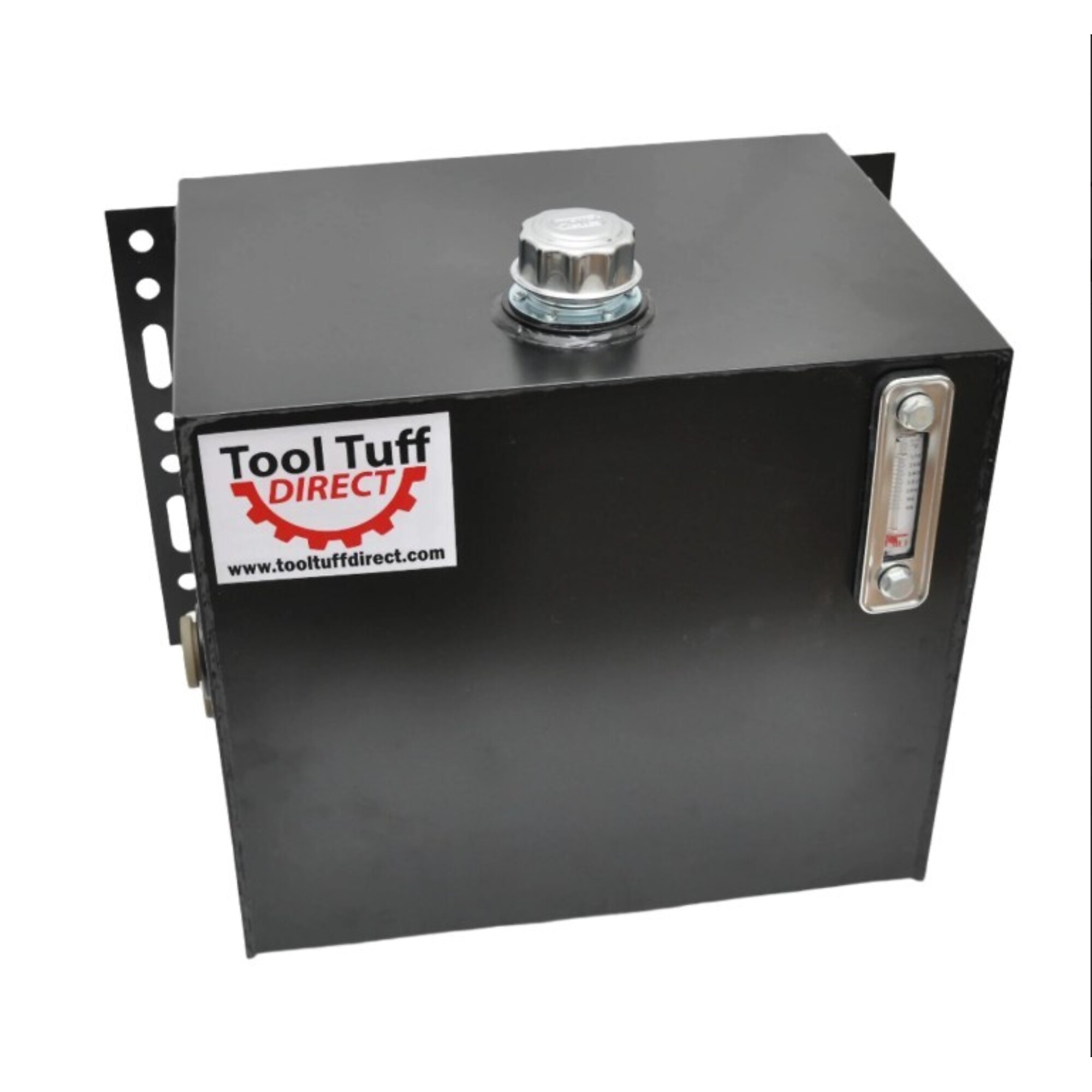 Tool-Tuff, 25 Gallon Hydraulic Fluid Reservoir Tank, Vertical-Mount, w/Temp Gauge, Sight-Gauge & Breather/Strainer Fill Cap, Model # 31-110.
