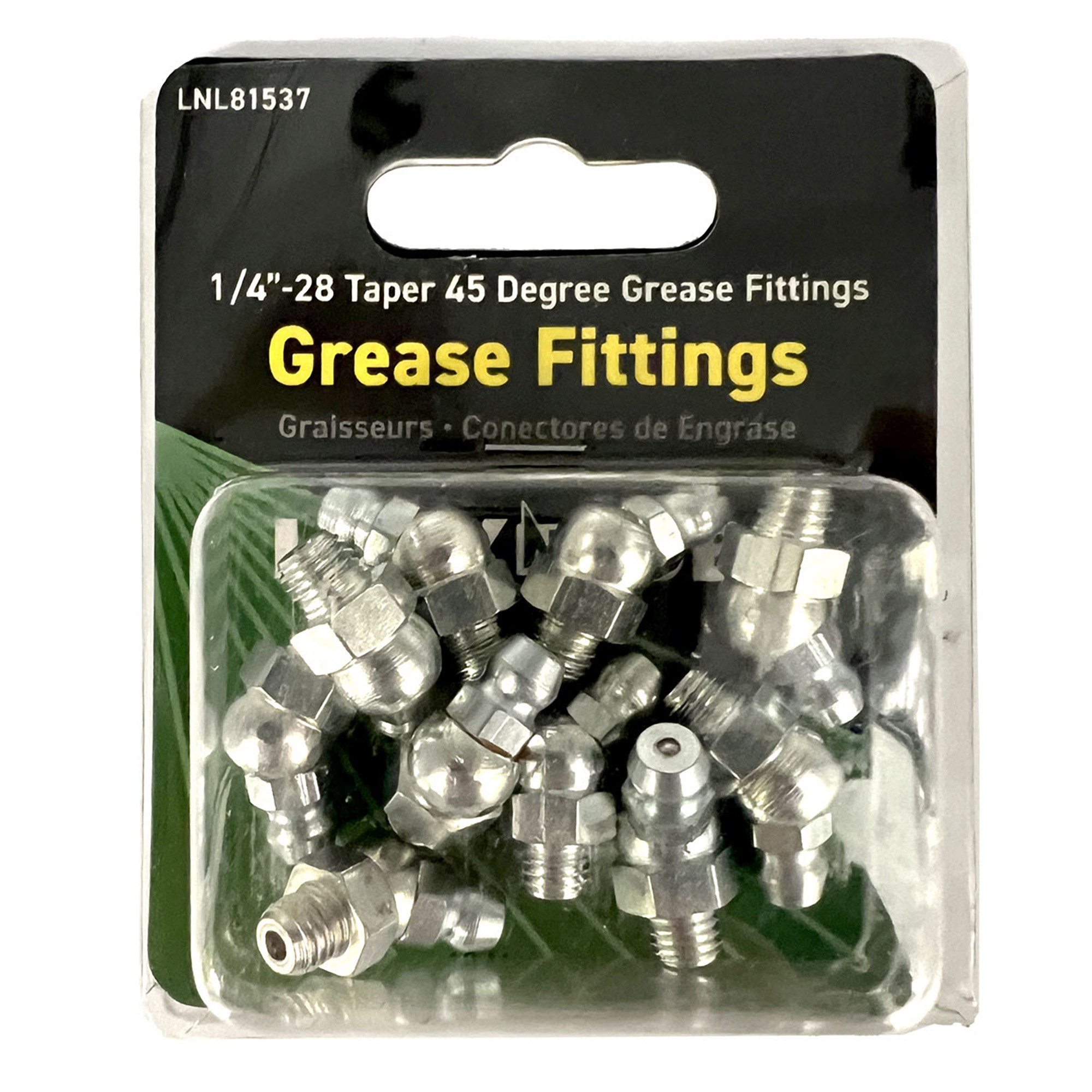LockNLube Grease Fittings, 1/4-28 Taper, 45-Degree, 10-Pack - Model LNL81537