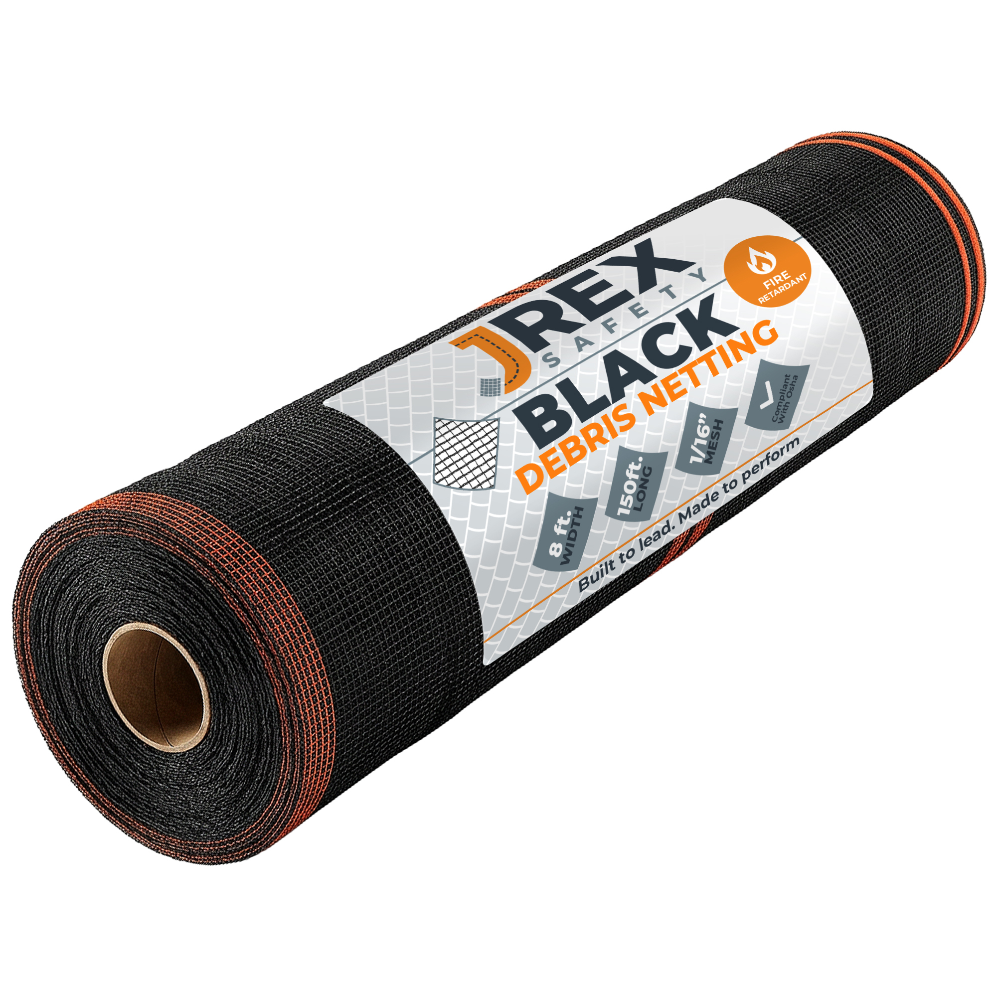 JREX 8' x 150' HD Debris Netting - 1/16" Mesh - Fire Retardant - Black