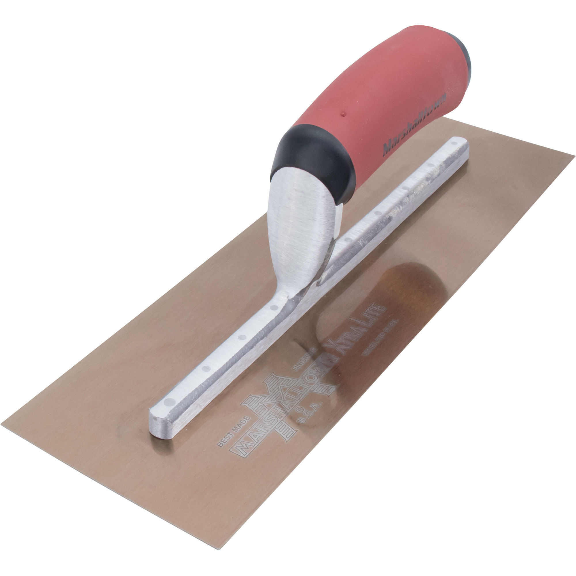 Marshalltown Golden Stainless Finishing Trowel - 14in. x 5in., Xtralite Aluminum Mounting, Hardwood Handle, Model# MXS145GS