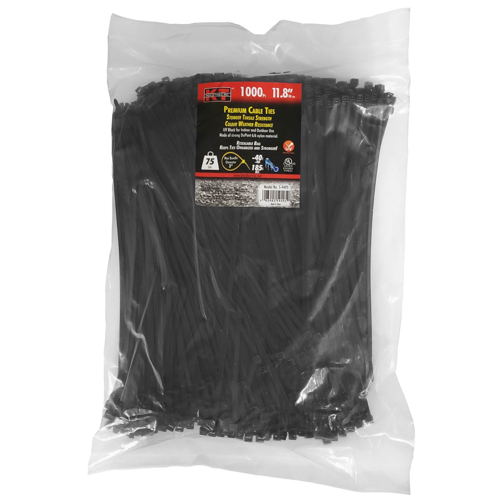 K-T Industries, 11.8" Standard Duty, Uv Black, 1000/Pk, Model # 5-9495