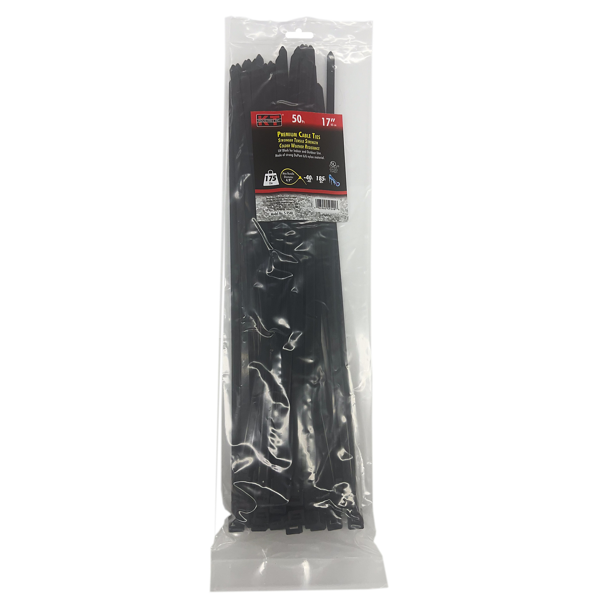 K-T Industries, 17" Extra Heavy Duty, Uv Black, 50/Pk, Model # 5-9540